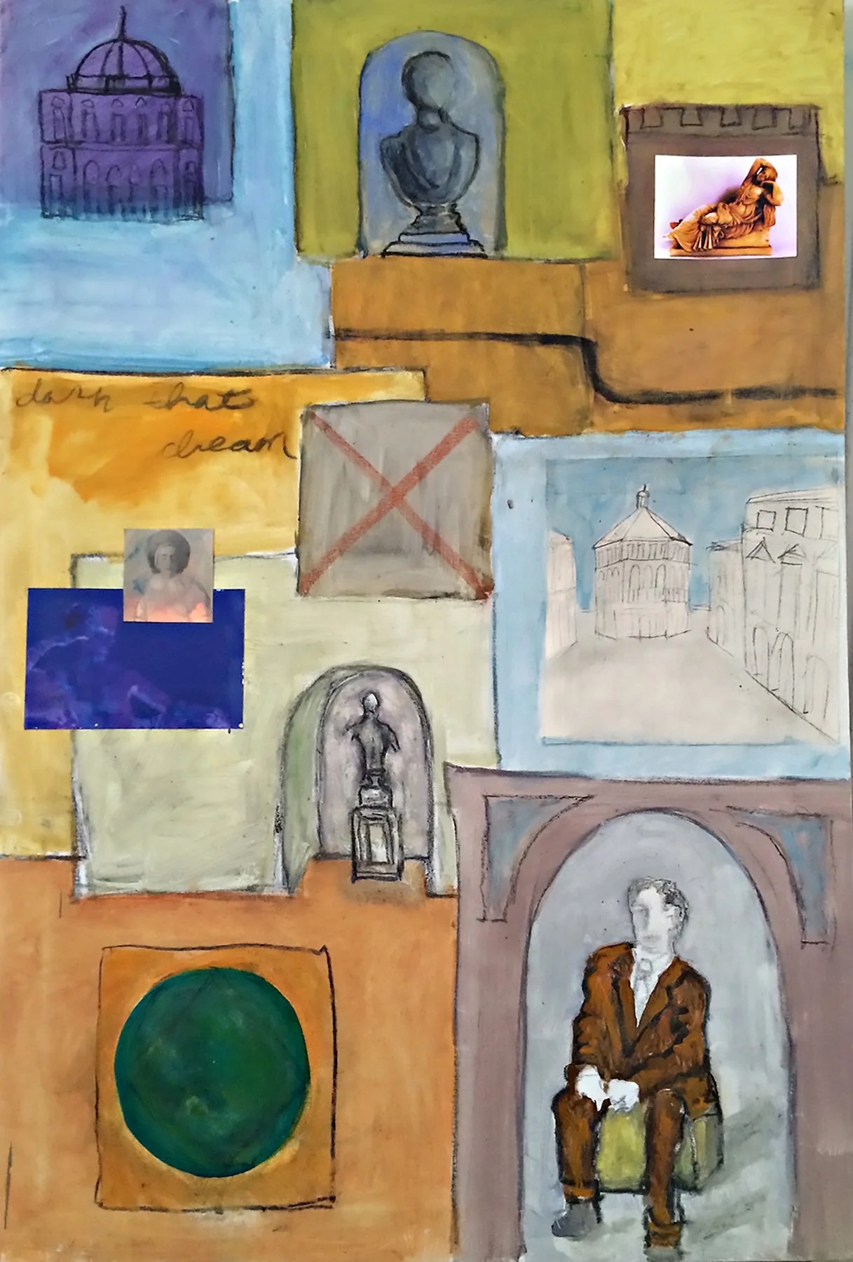 "Darn that Dream", oil/collage on canvas, 36 x 24 inches, 2014