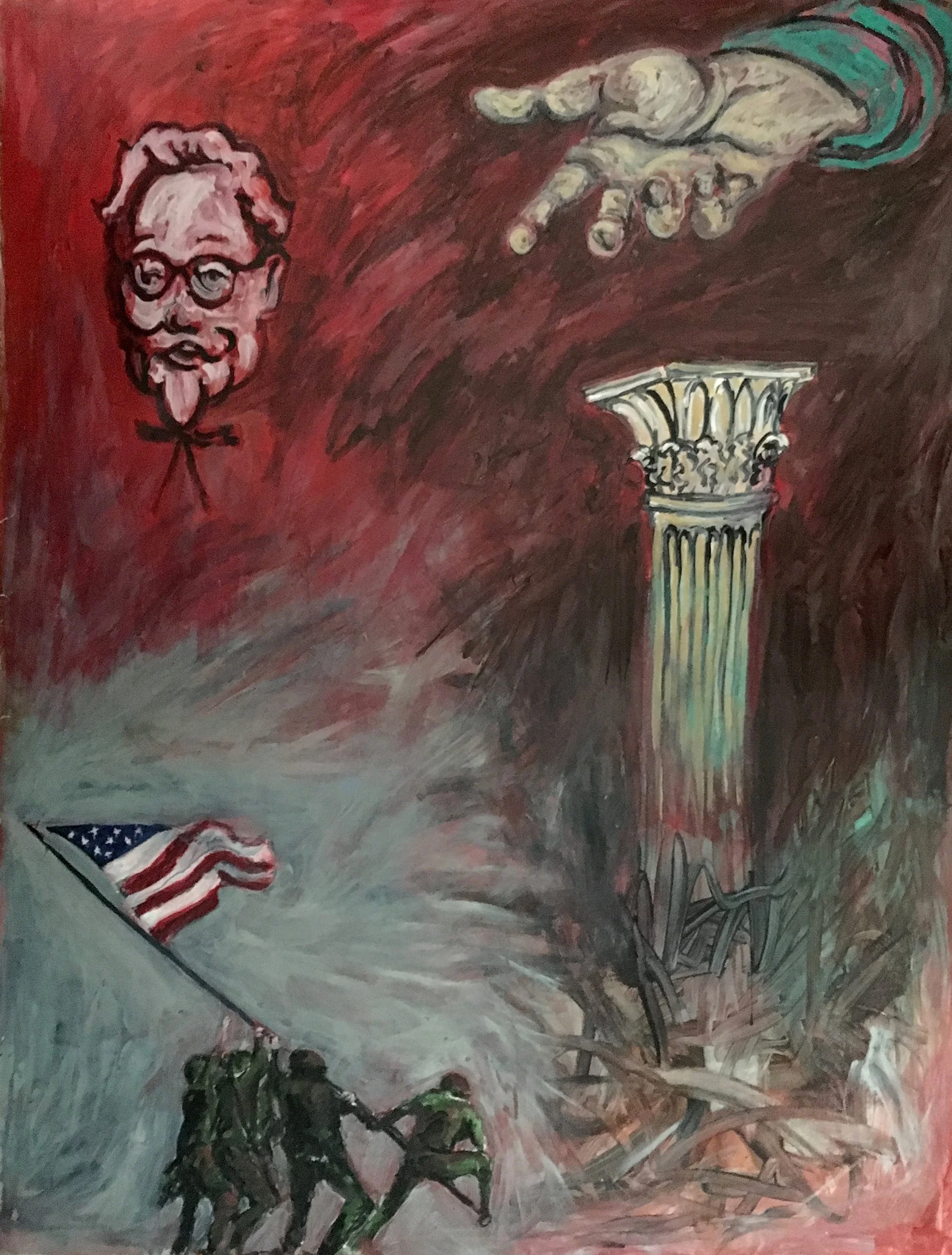 "Iwo Jima", acrylic on paper, 50 x 38 inches, 1992