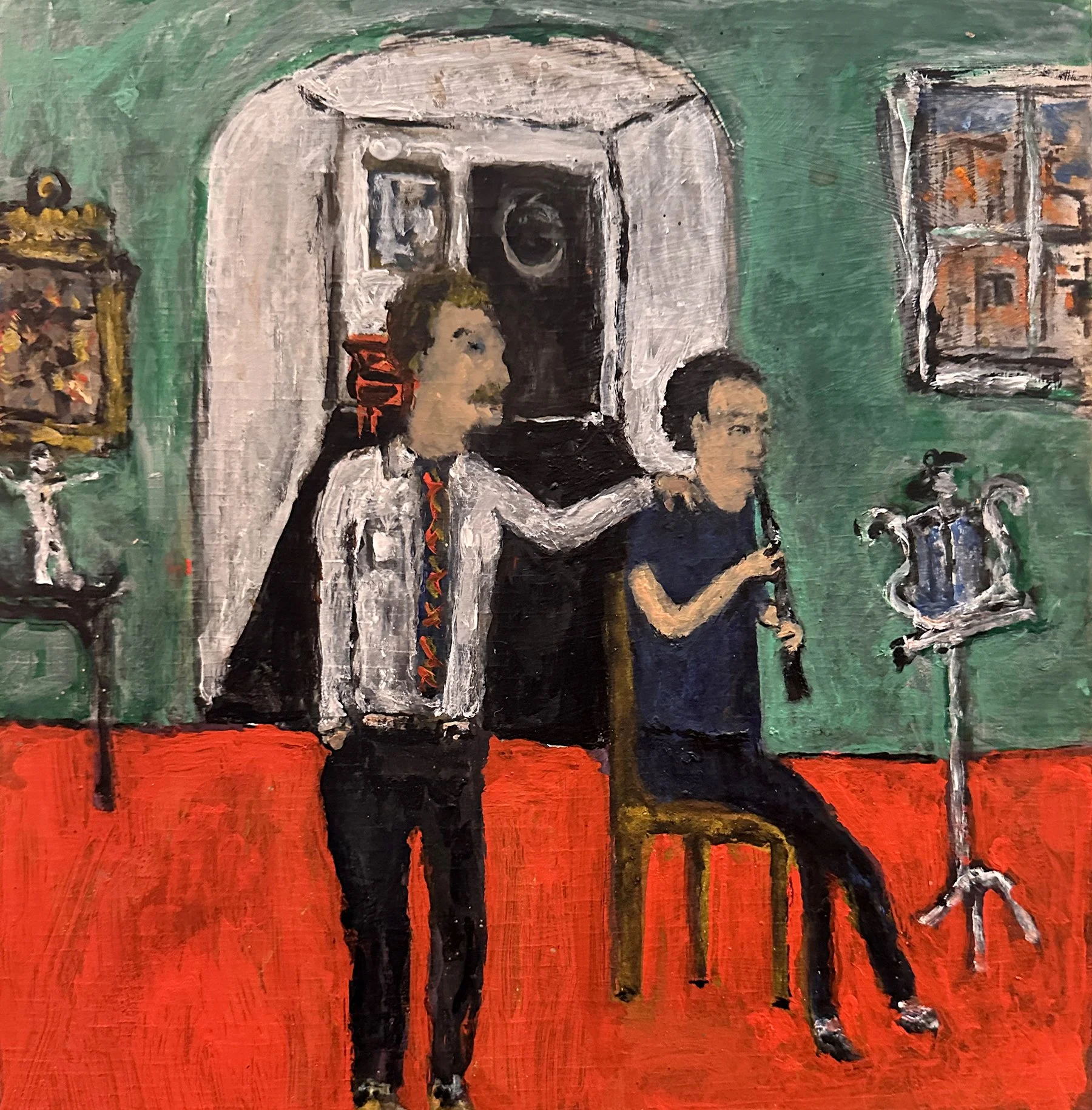 "Music Lesson", oil on canvas, 12 x 12 inches,  2024