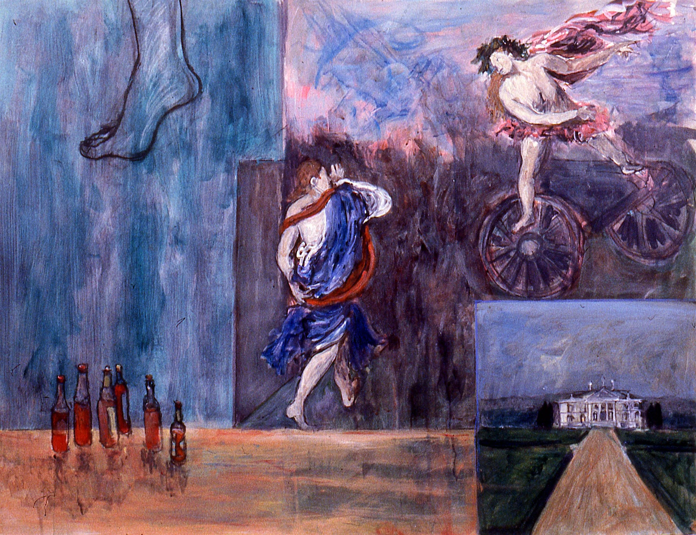 "Bacchus and Ariadne", acrylic on paper 50 x 38 inches, 1997