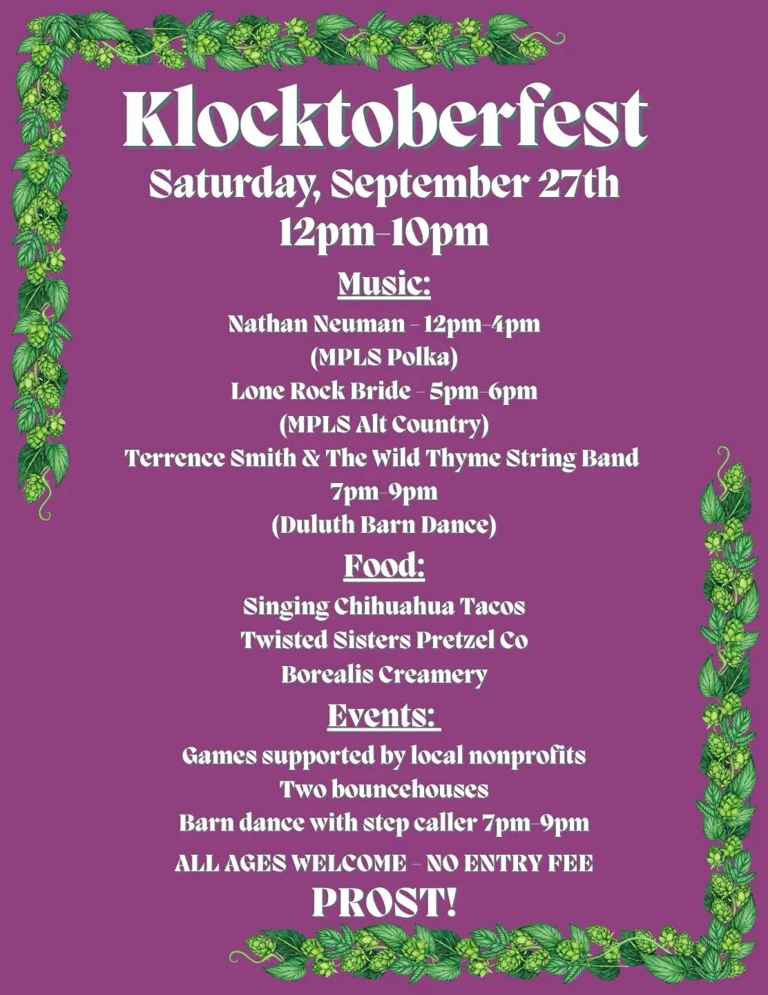 We are so excited to welcome you all to Klocktoberfest #8!!!