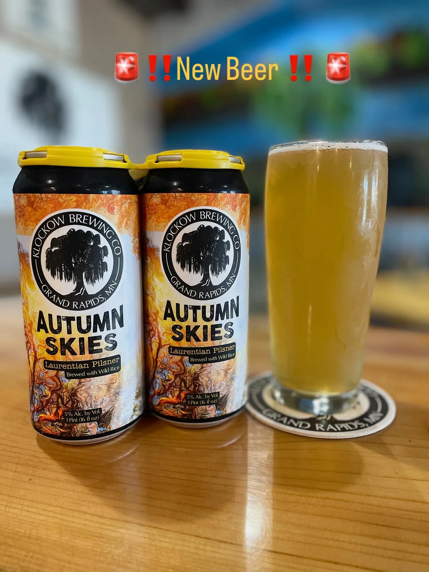 New Beer Alert! Autumn Skies is a Laurentian Pilsner brewed with a little bit of Beechwood Smoke Barley, Pilsner malt, and Wild Rice and hopped with some of the finest Czech and US hops! Weighing in at 5% ABV, this beer is session-able and pairs well
