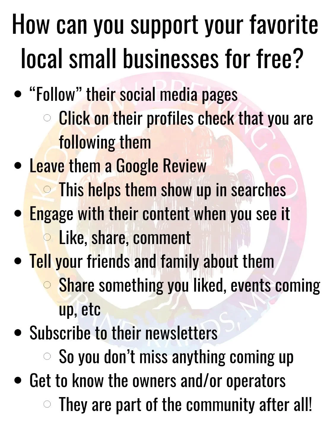 How can you support a small business for free? See below!

Are you following them on social media? We see on our posts a lot of times the folks that like our content aren't necessarily following us so they may not see our posts the next time. Make su