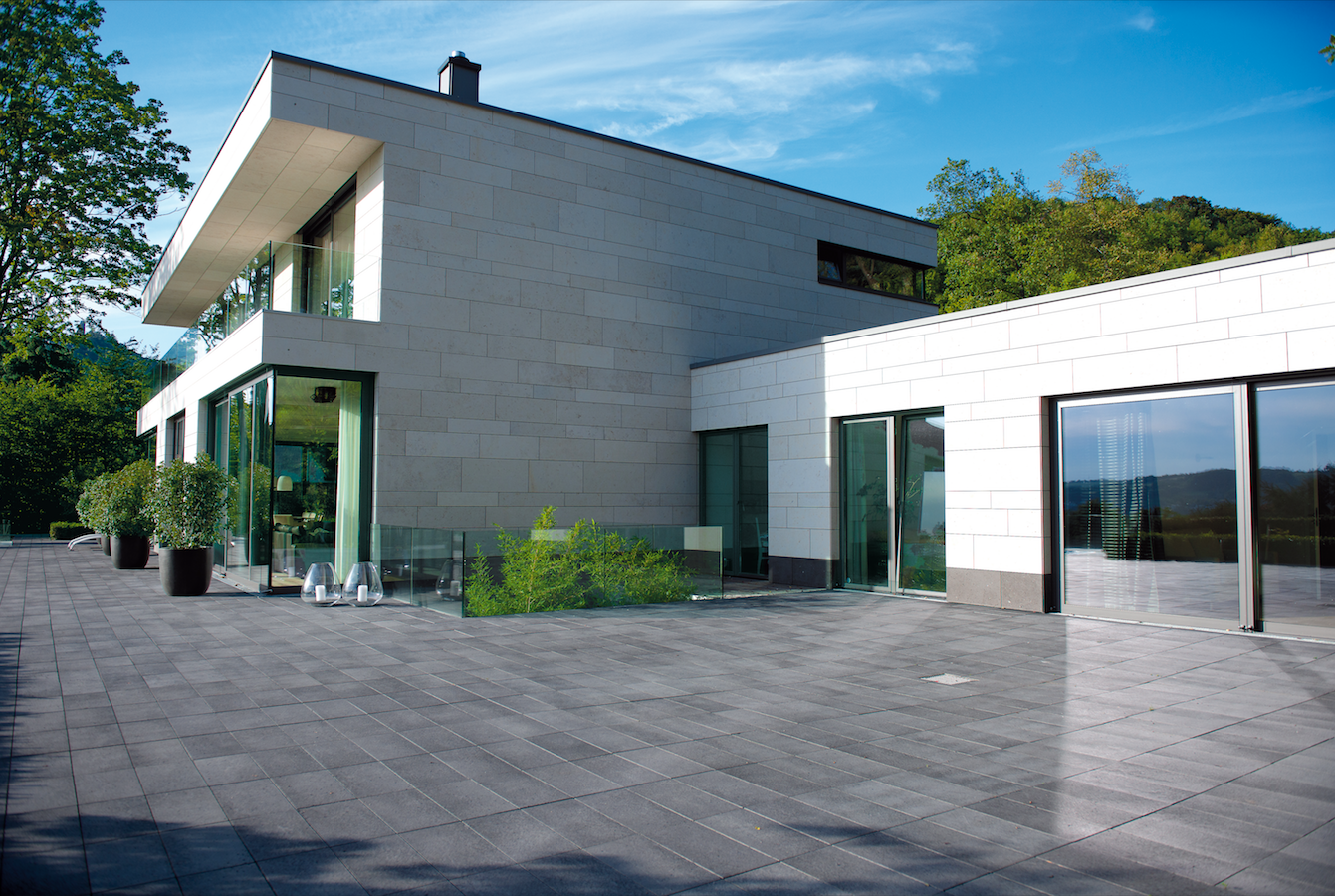 Unilock Wall Units and Paving Stones for Modern Rockland County, NY, Patio Designs