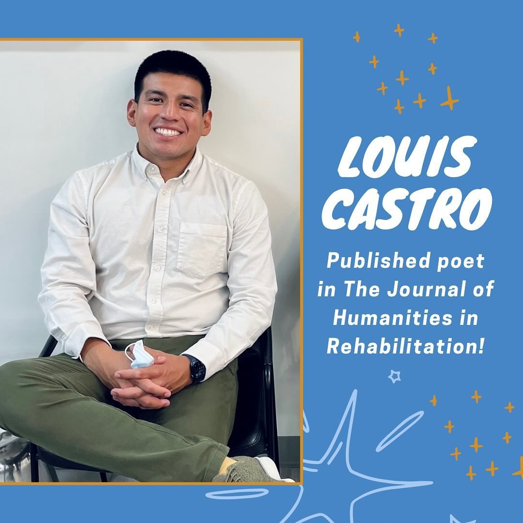 Please help us in congratulating Louis Castro!✨
Louis&rsquo; poem from the 2022 story slam was recently published in The Journal of Humanities in Rehabilitation. We are in awe of his creativity, openness, and sincerity! 
We are also celebrating one y