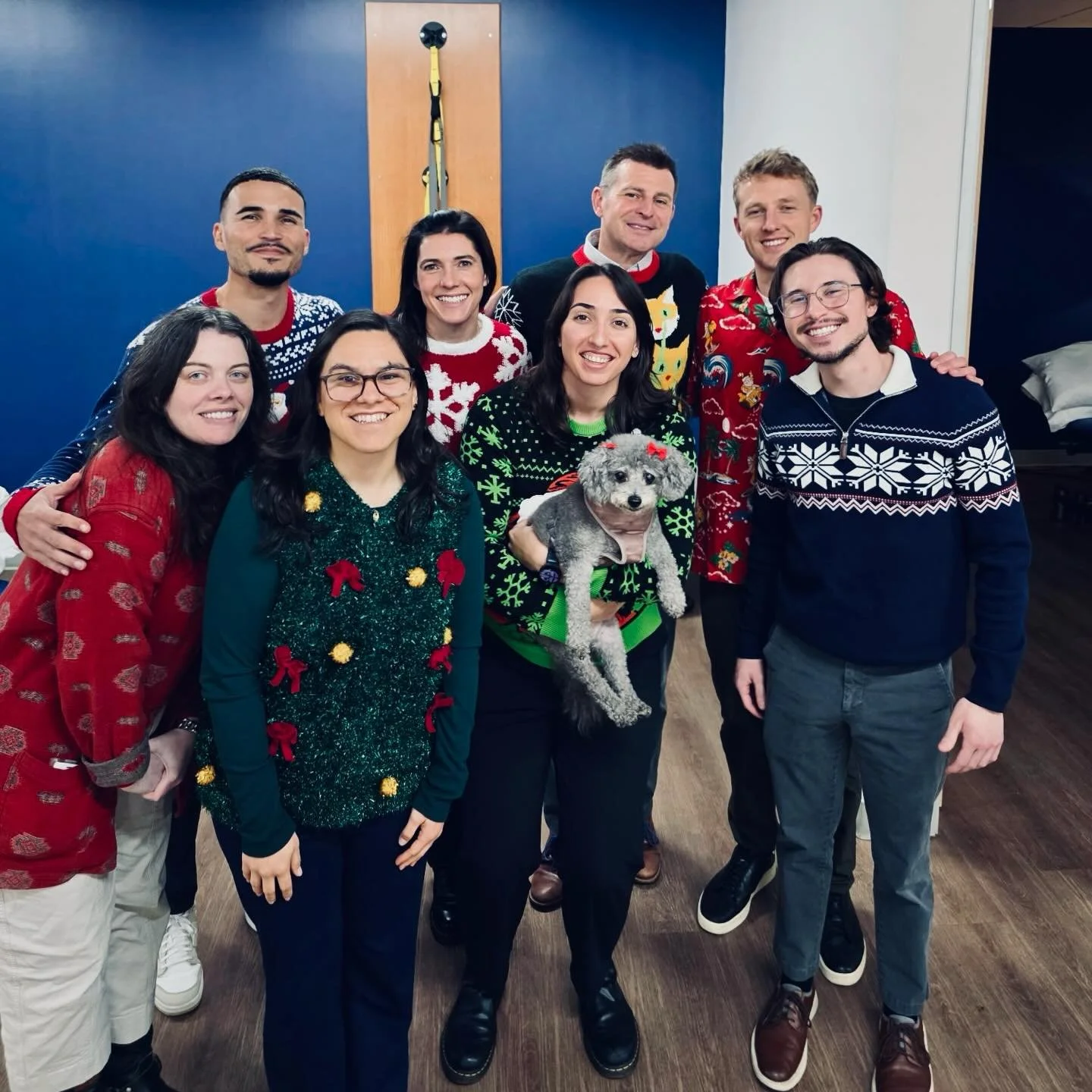 When you&rsquo;re having too much fun, you forget the photos! 📸❌
We missed the holiday party pic, but we did grab one of our team rocking their holiday sweaters at work this week. Feeling so thankful for this hardworking, fun, and caring crew&mdash;