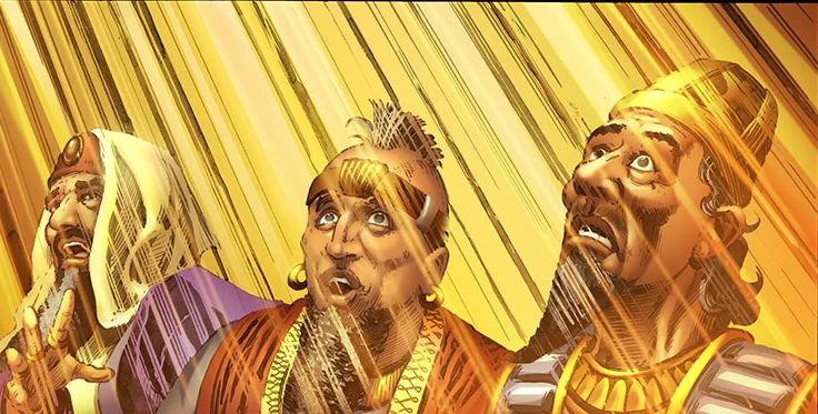 Used by permission of Kingstone Comics | Eliphaz, Bildad, Zophar in the story of Job