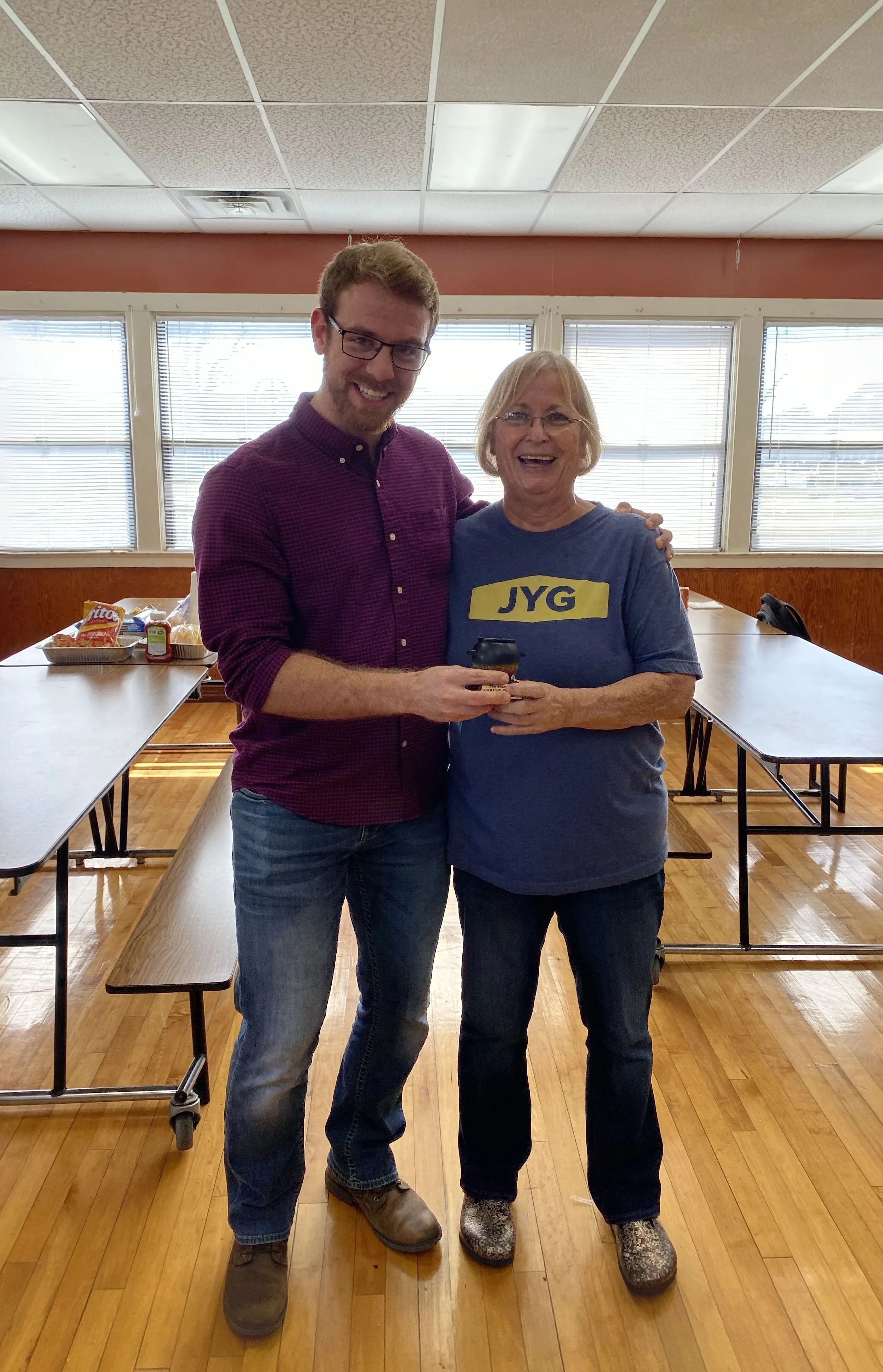 For Second Place there was a tie: Goldilocks Chili by Sally Evans ( who was also a winner in 2018). Smoked Deer Chili by Jeffery Deavenport - He came fast and furious this year!