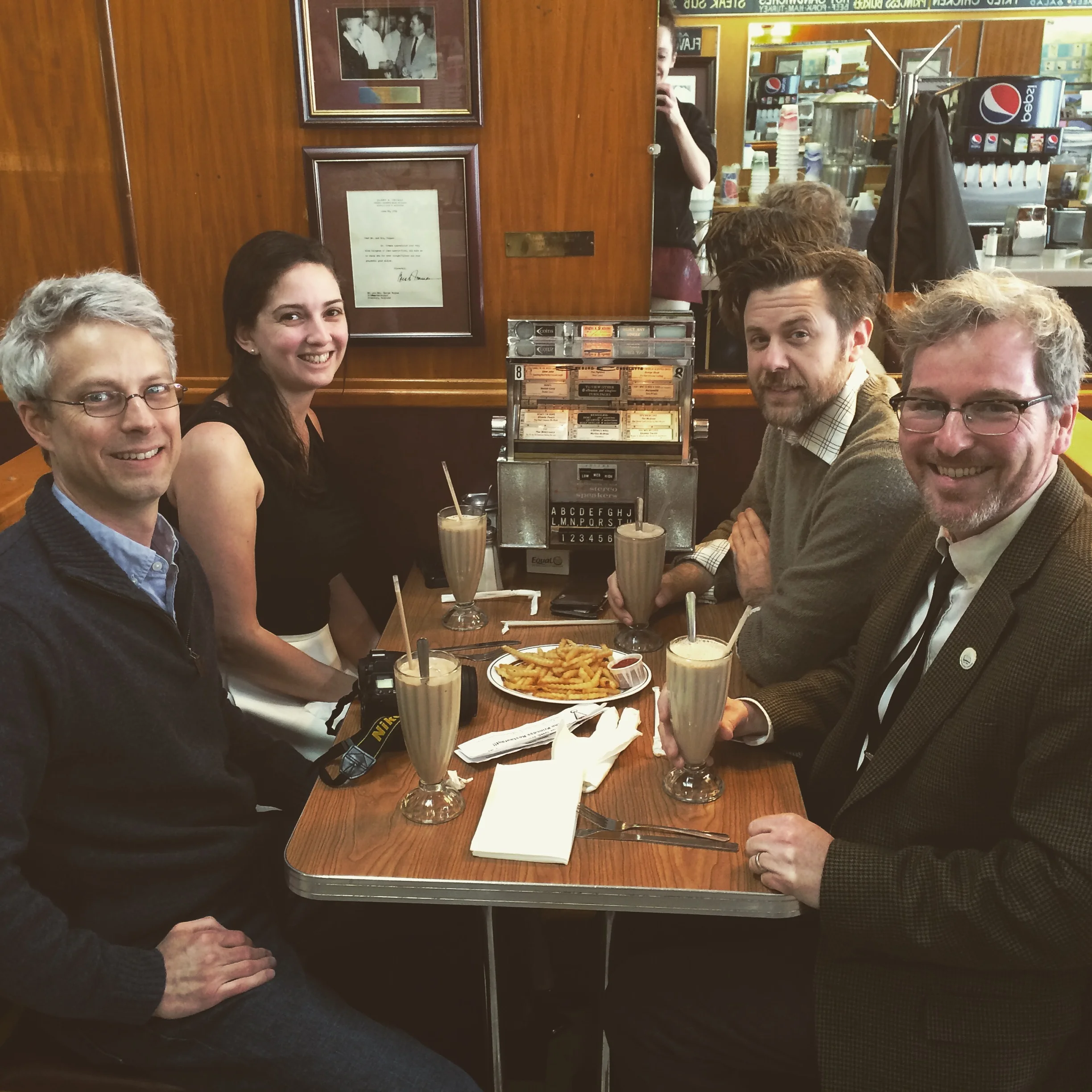 Our guide Carla took us for milkshakes at the same booth where Harry S. Truman had milkshakes way back when. Brian Floca and Matt Phelan were two of the four speakers that also participated in the festival. Good dudes.