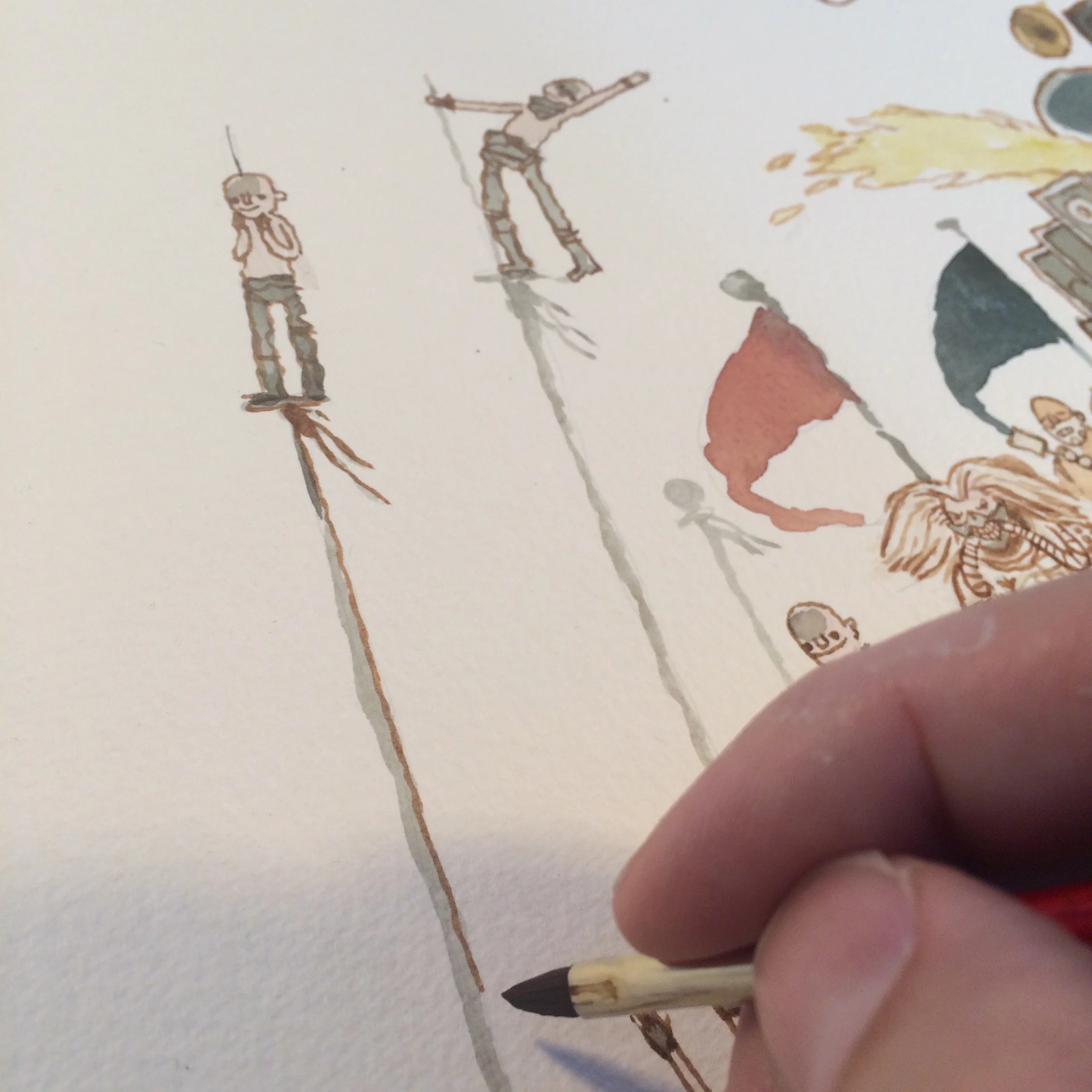 I liked painting these pole lines for some reason. Long relaxing janky lines.