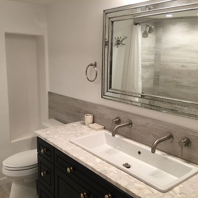 This bathroom is one of my favorites. &bull;
&bull;
&bull;
&bull;
@deltafaucet @potterybarn 
@zgallerie @jandkcabinetry @anthropologie
#faucet #bathroom #bathroomdesign #design #interiordesign #mirrors #trough #double #vanity #decor #myhome #remodel 