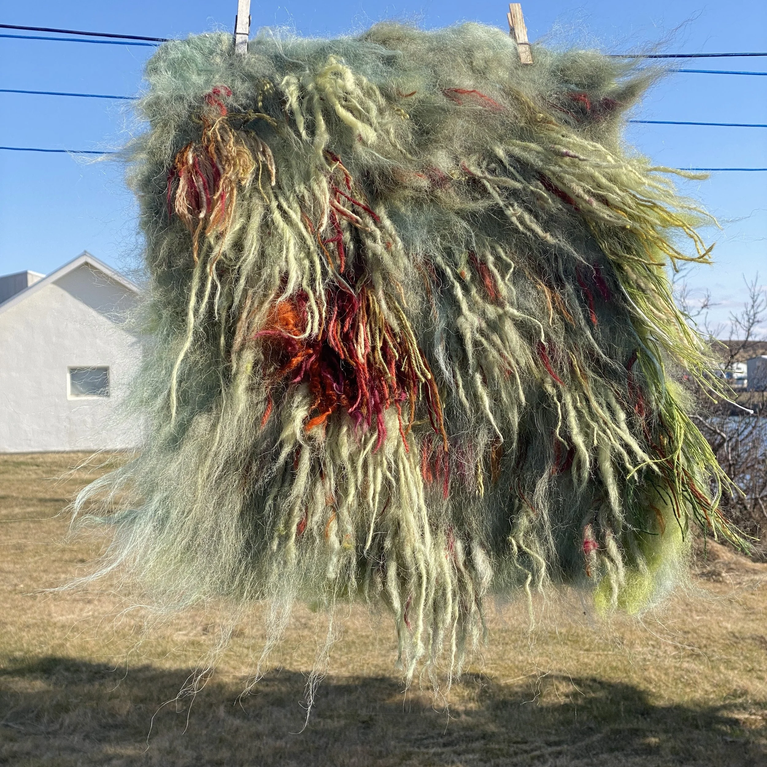 “Sea Grass”  Hand spun, felted, Icelandic Wool  22”X24”  2023 