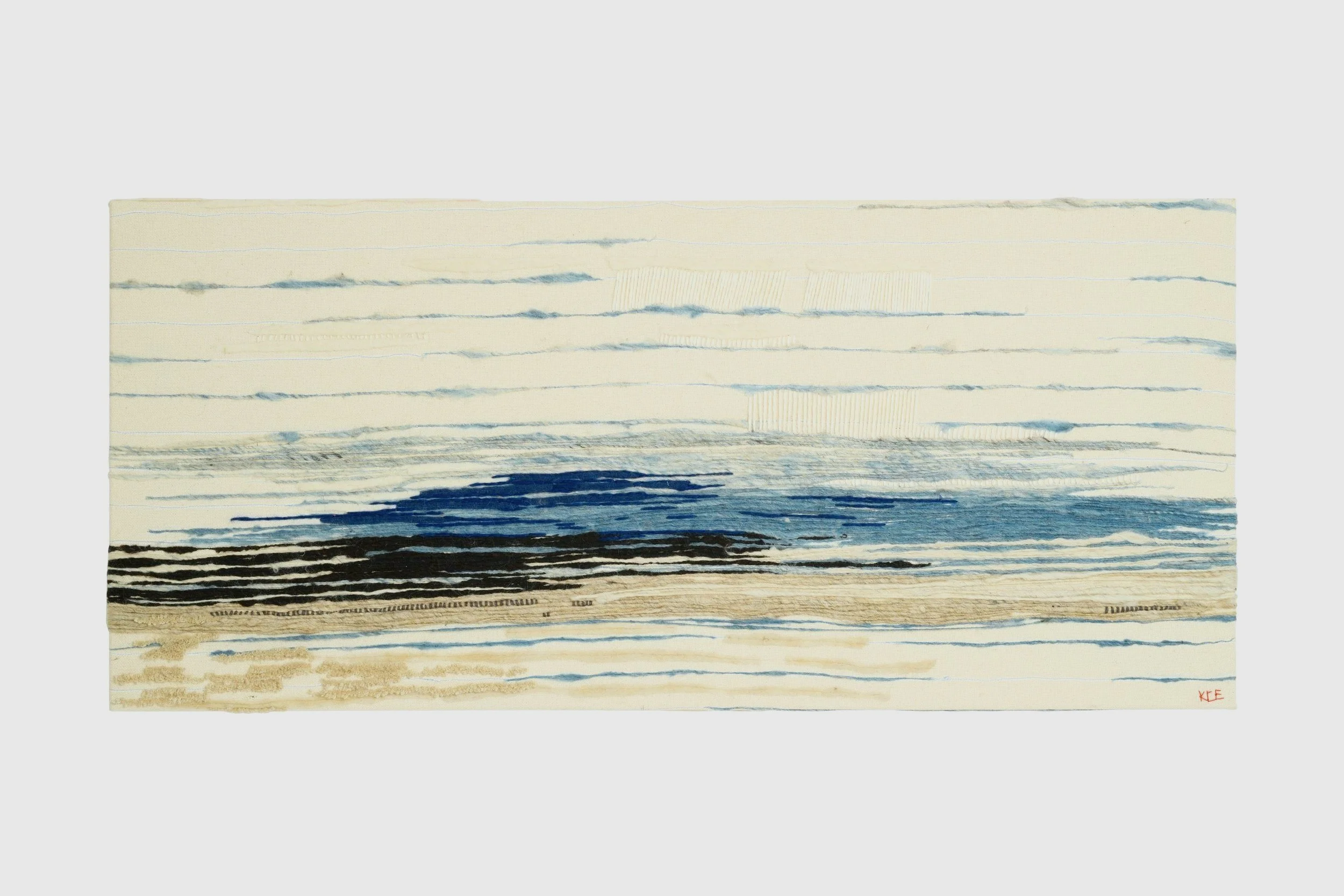 "Húnafjörður" Handspun Icelandic Wool, monkscloth, handsticked and machine felted.32”X72”  2023