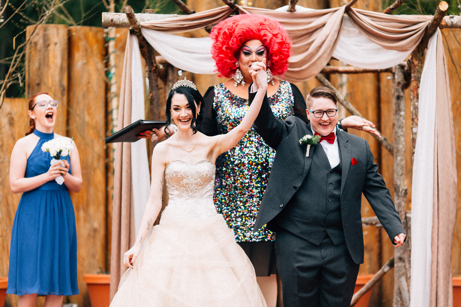 seattle feminist wedding photographer lgbtq lgbt queer wedding downtown fuck yeah weddings kendall lauren shea harry potter