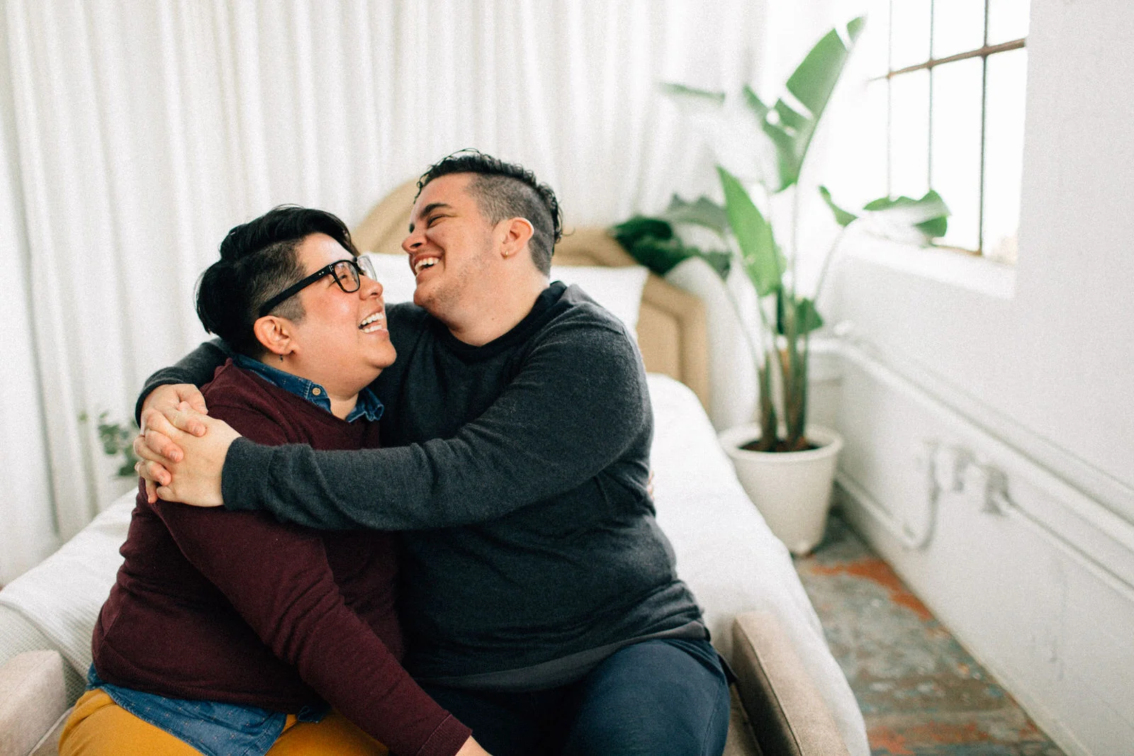seattle feminist wedding photographer lgbtq lgbt queer wedding downtown fuck yeah weddings kendall lauren shea couples studio session nat ximena