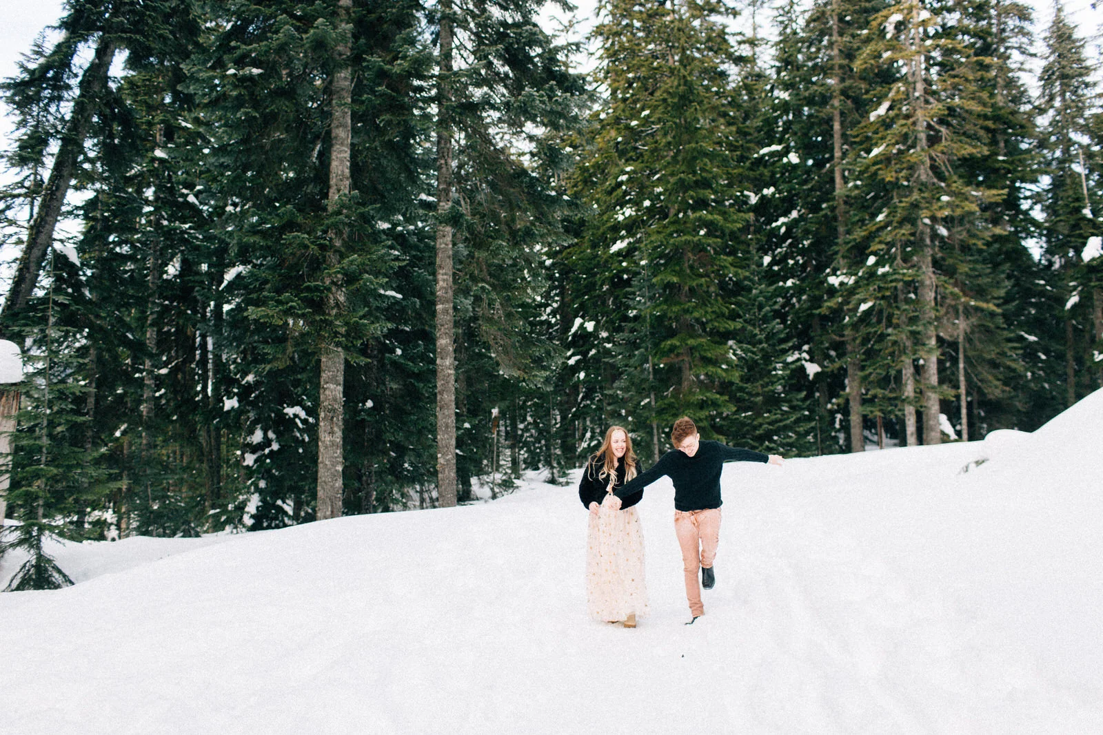 Snoqualmie Pass fuck yeah weddings engagement session snow mountains kendall shea feminist phtographer