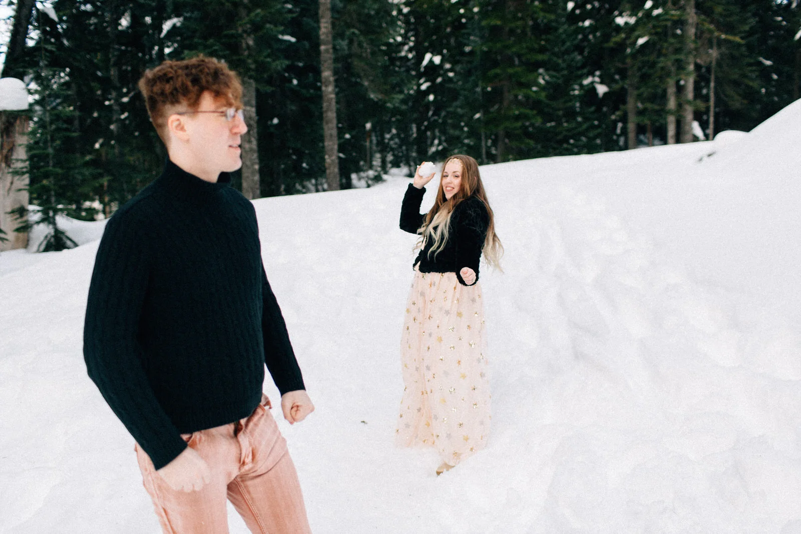 Snoqualmie Pass fuck yeah weddings engagement session snow mountains kendall shea feminist phtographer