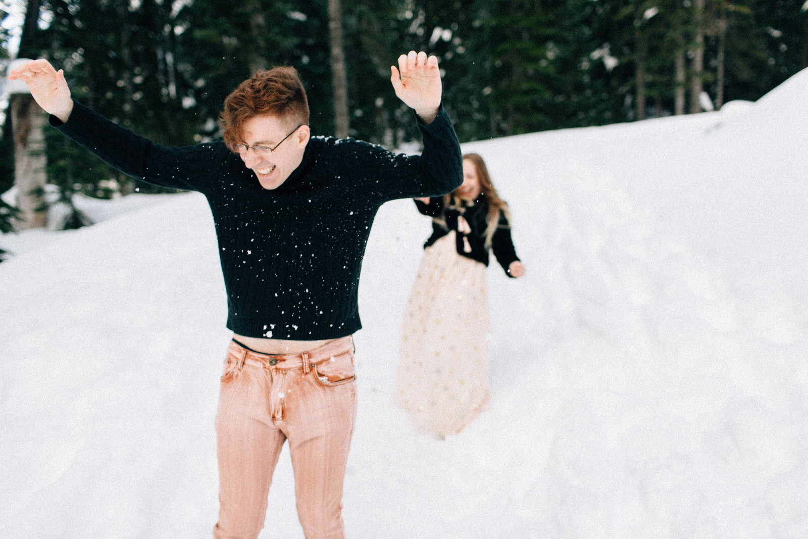 Snoqualmie Pass fuck yeah weddings engagement session snow mountains kendall shea feminist phtographer