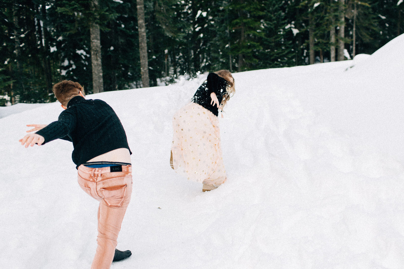 Snoqualmie Pass fuck yeah weddings engagement session snow mountains kendall shea feminist photographer