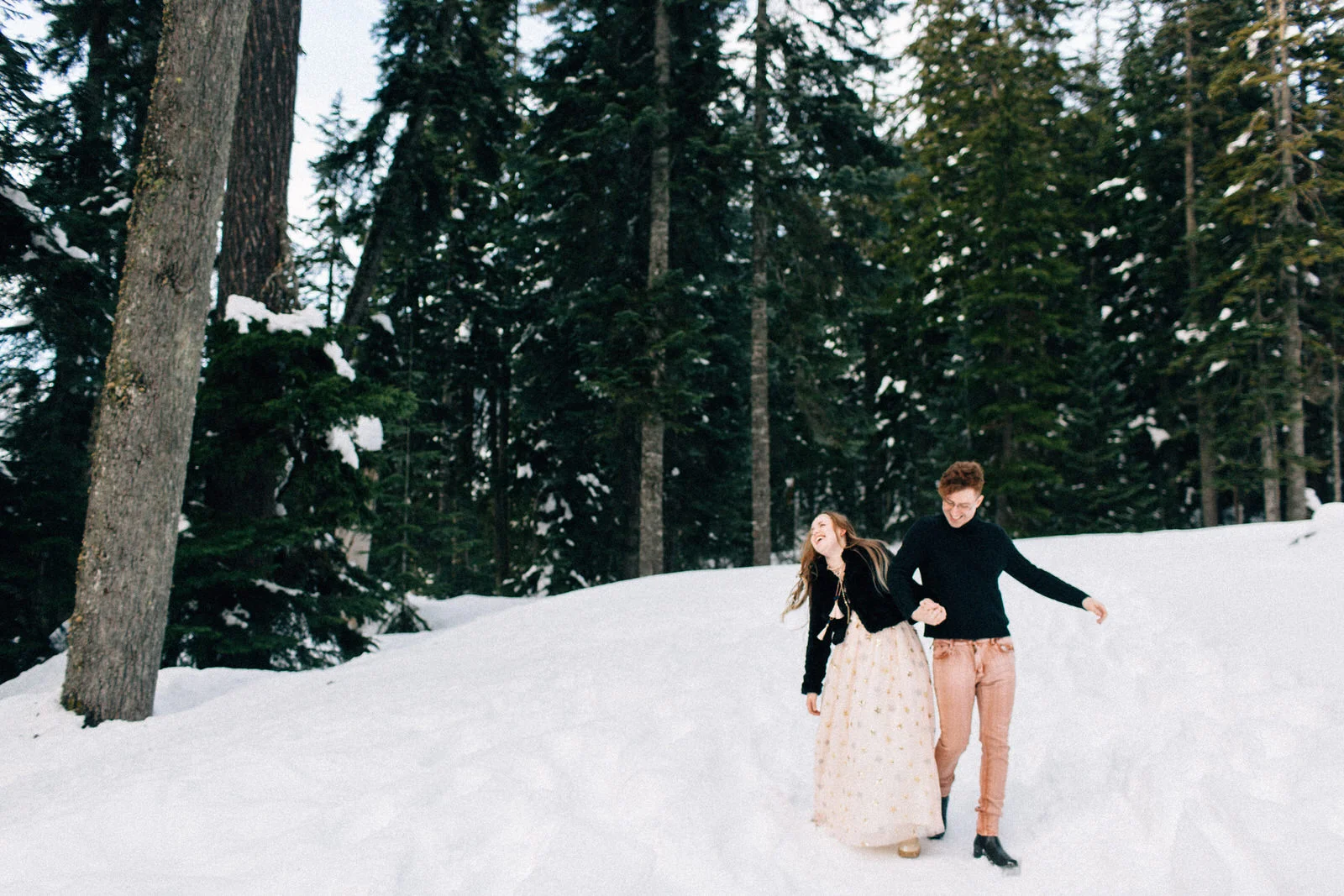 Snoqualmie Pass fuck yeah weddings engagement session snow mountains kendall shea feminist photographer