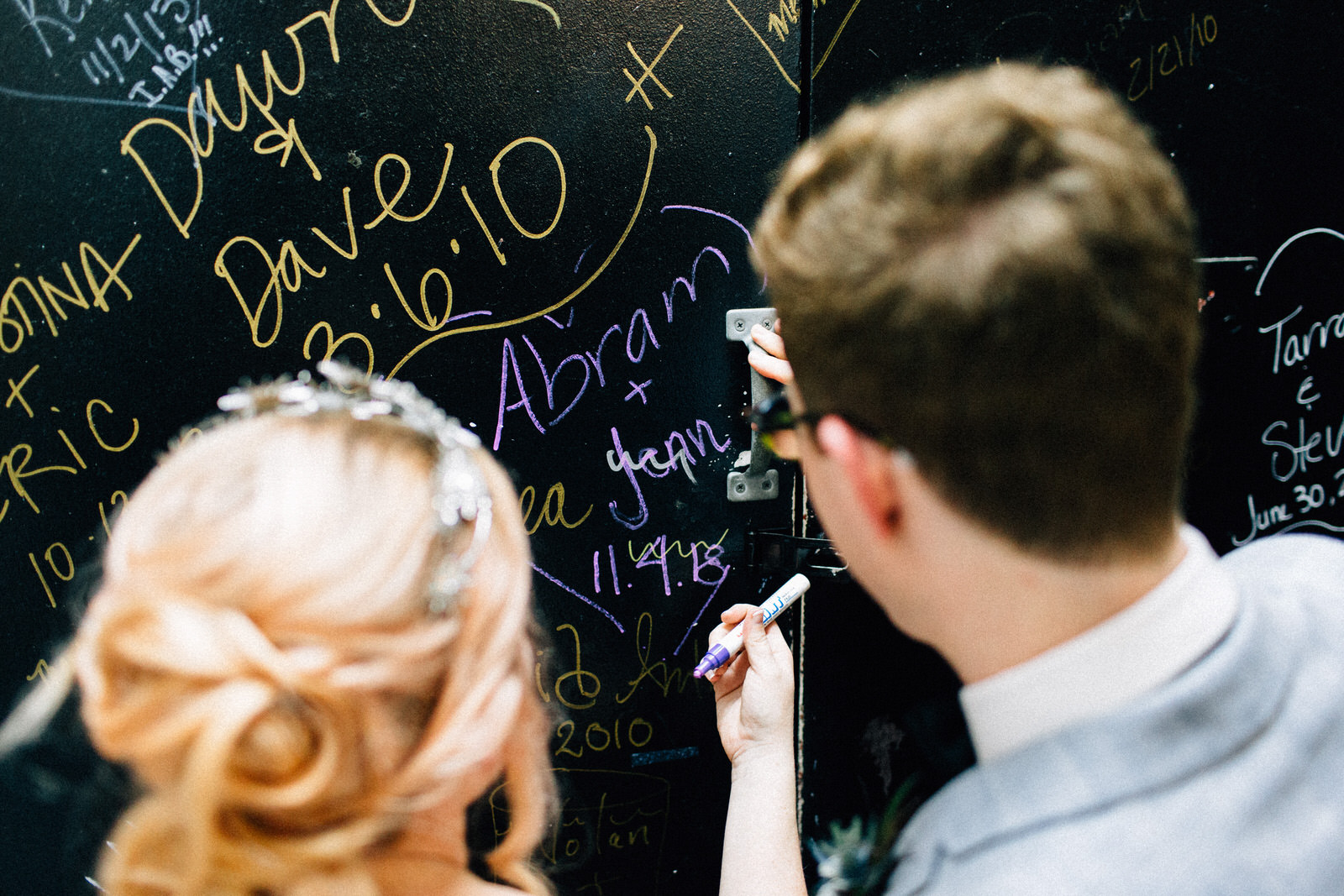 union cafe wedding seattle washington feminist photographer kendall shea night indoor ceremony reception
