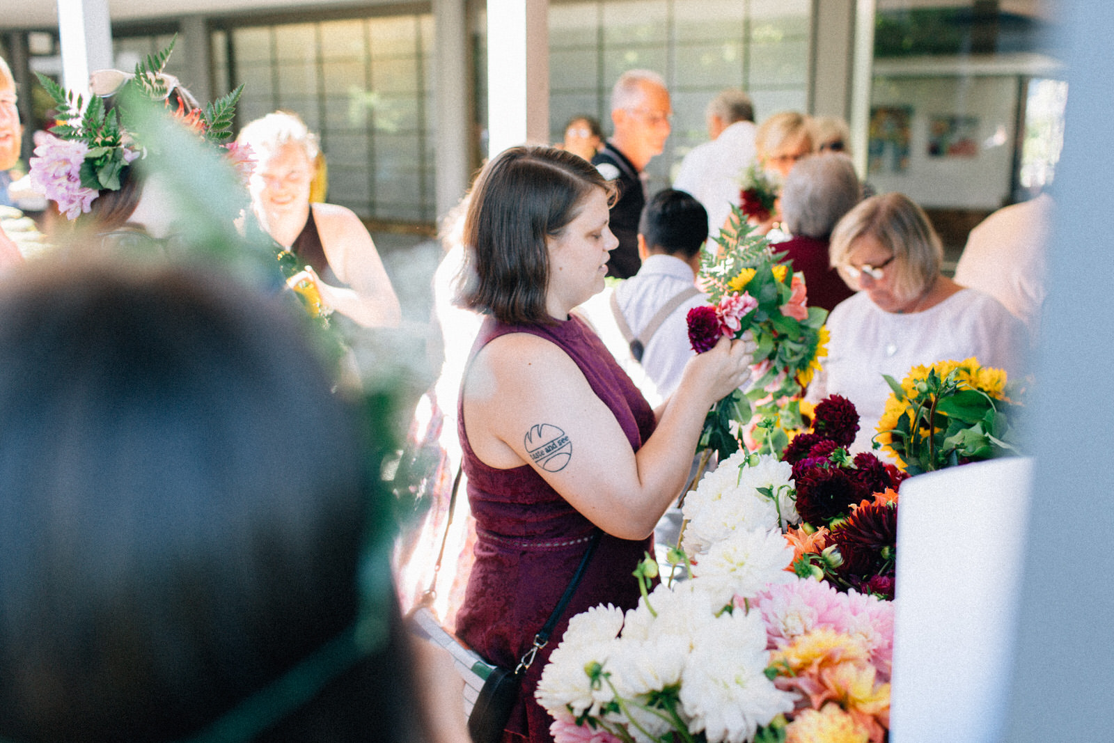 colleen iz quaker meeting house seattle washington feminist wedding kitten hour flower crowns indoor ceremony kendall lauren shea fuck yeah weddings