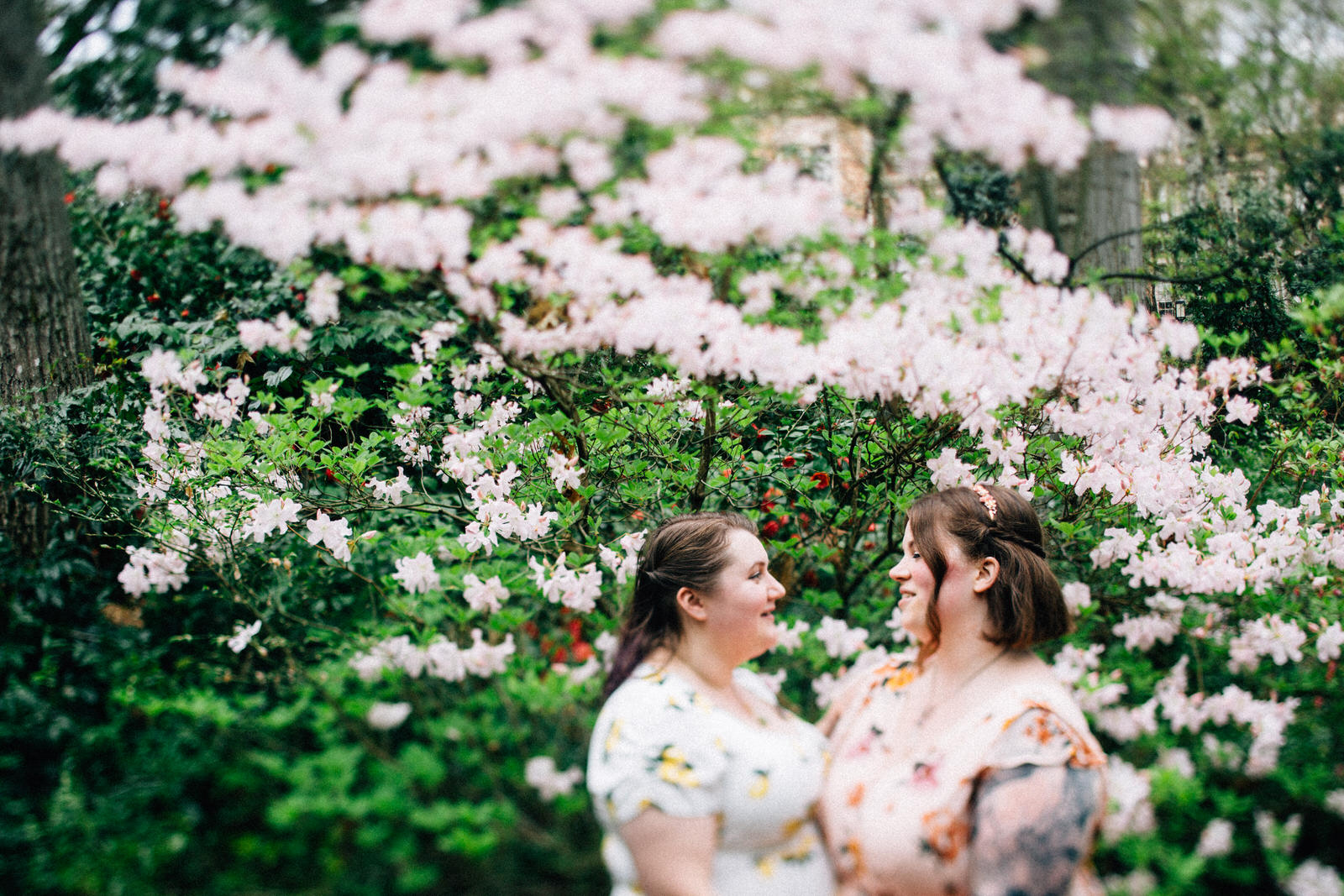 spring cherry blossom seattle engagement session couples lesbian lgbt lgbtq queer outdoor natural light tacoma portland fuck yeah weddings kendall lauren shea feminist photographer