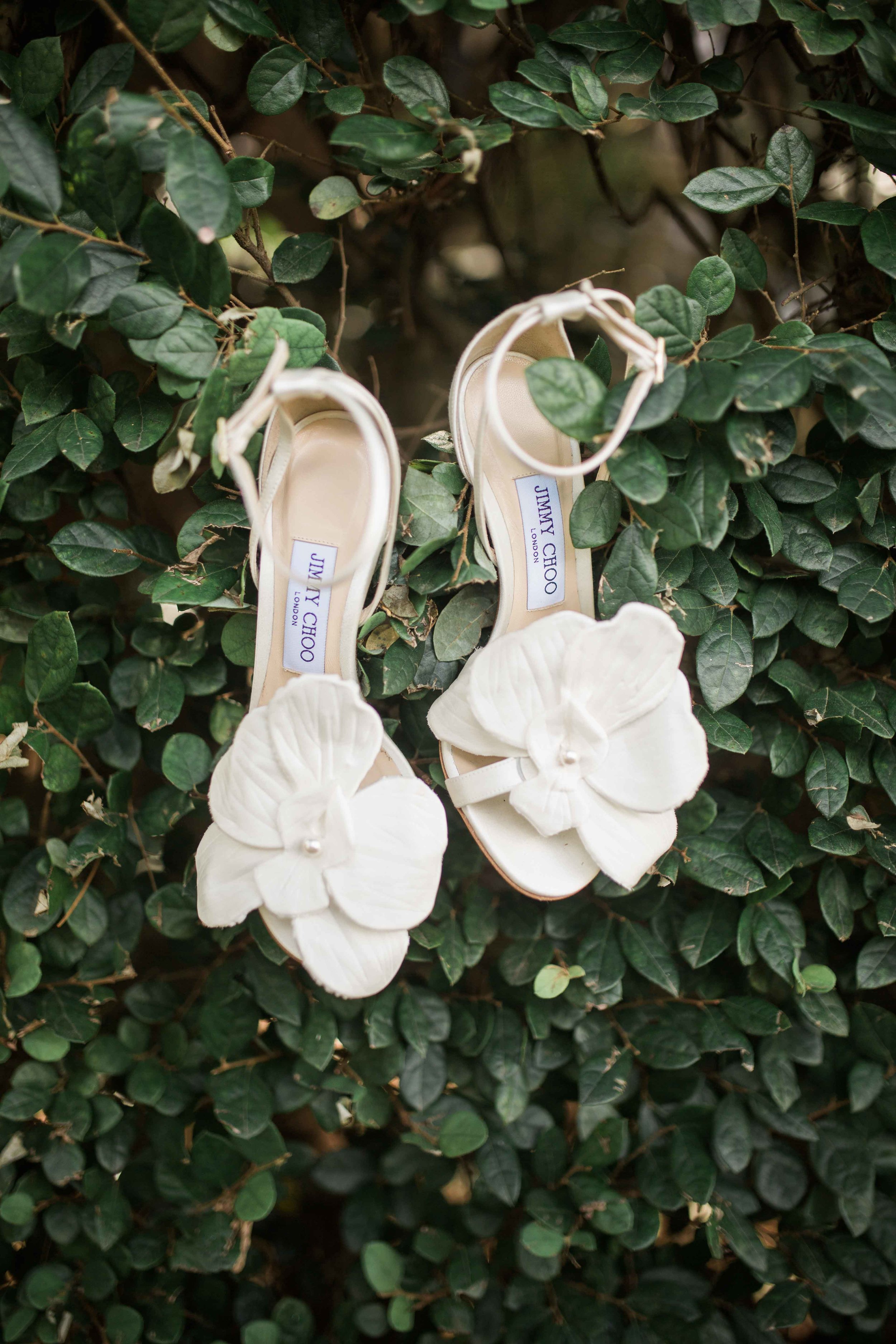 Jimmy Choo white floral dainty wedding heels
