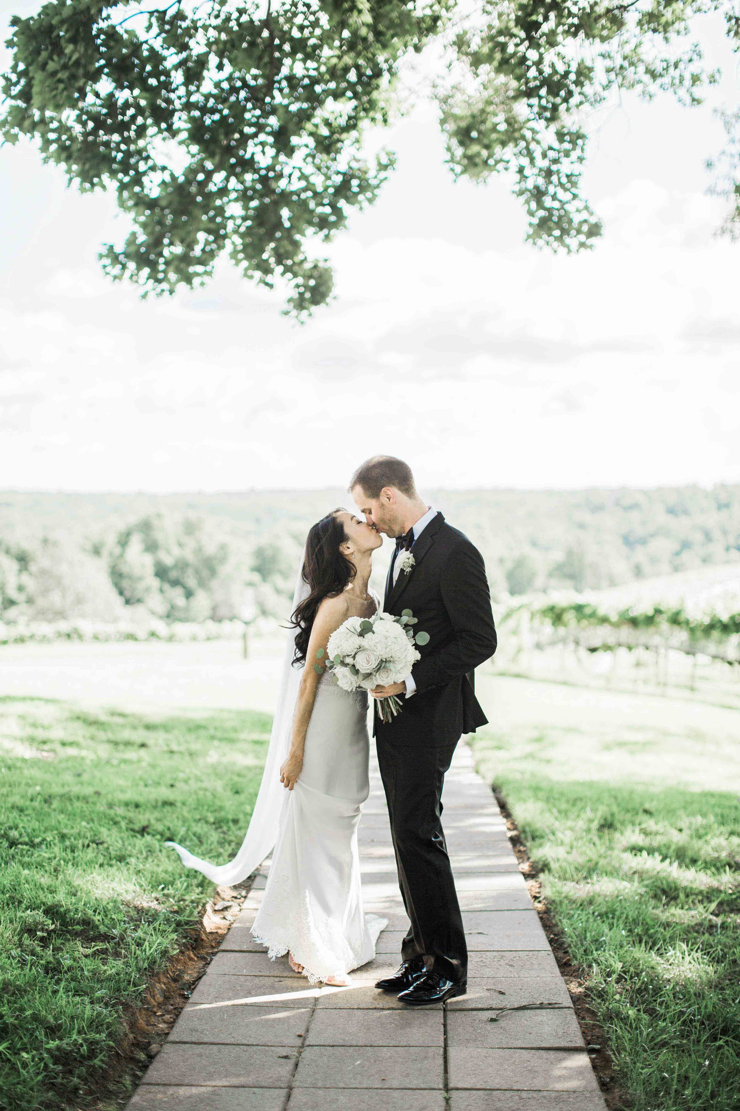 Gorgeous Vineyard with bride and groom  