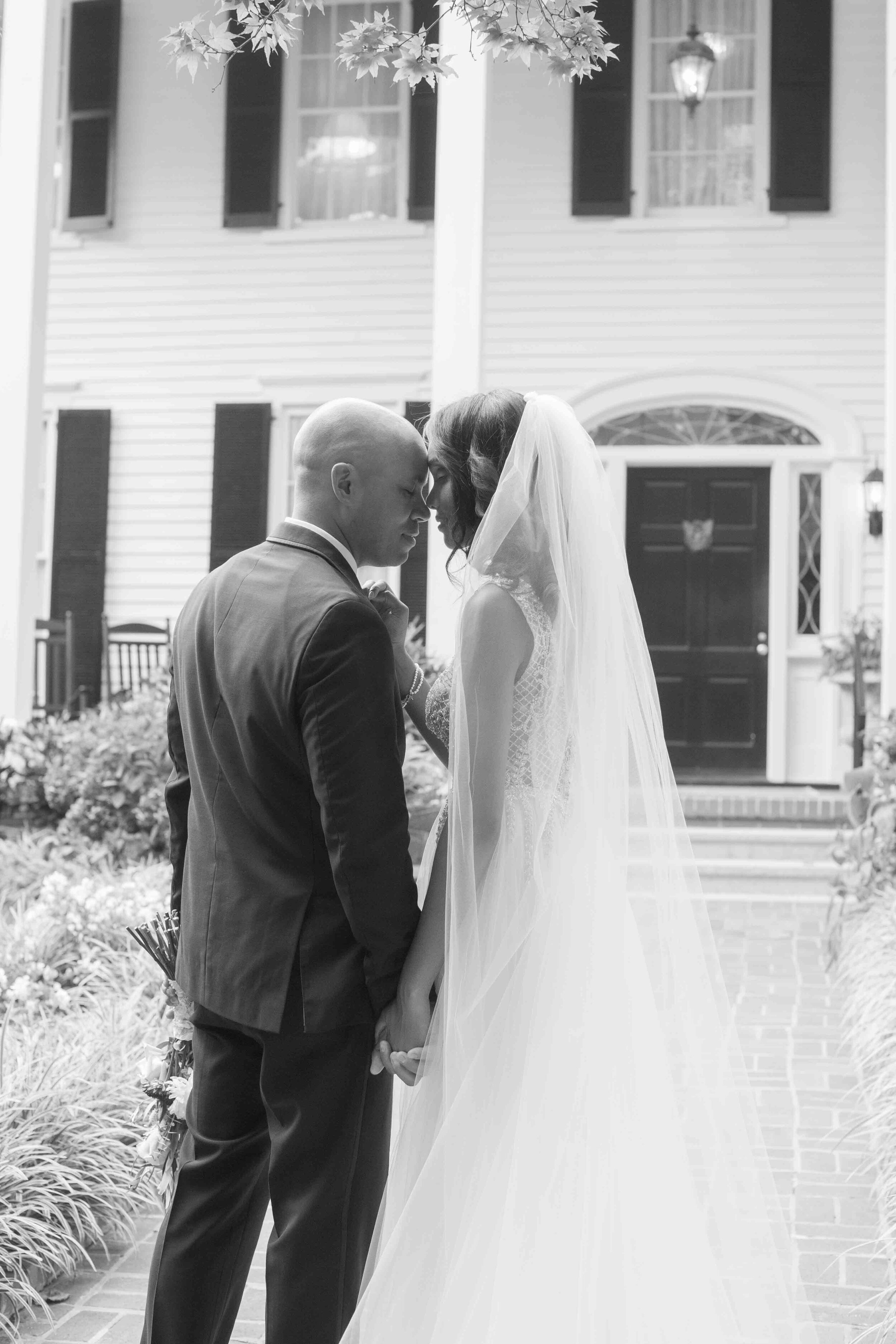 Black and white bride and groom 