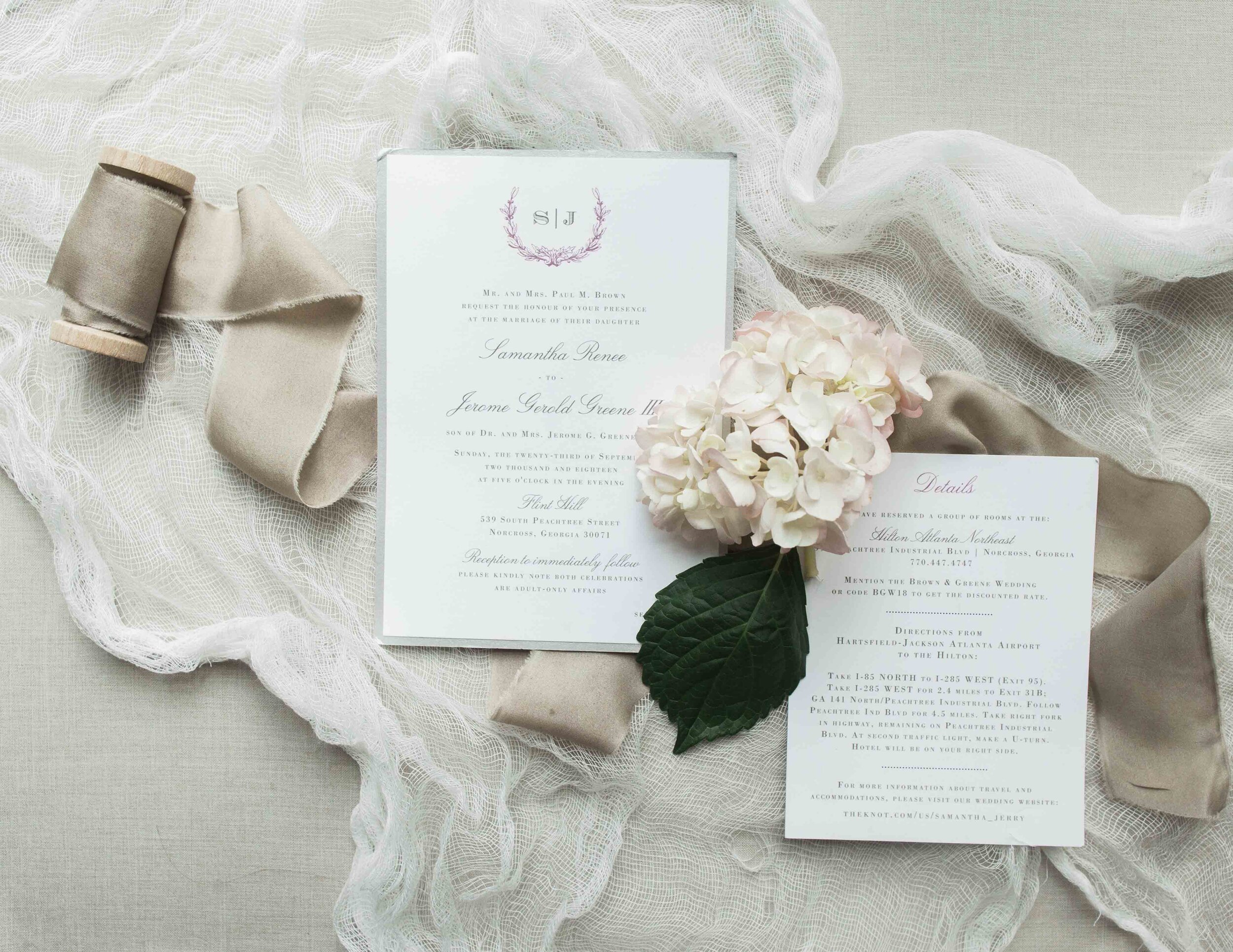 Pink crest invitations