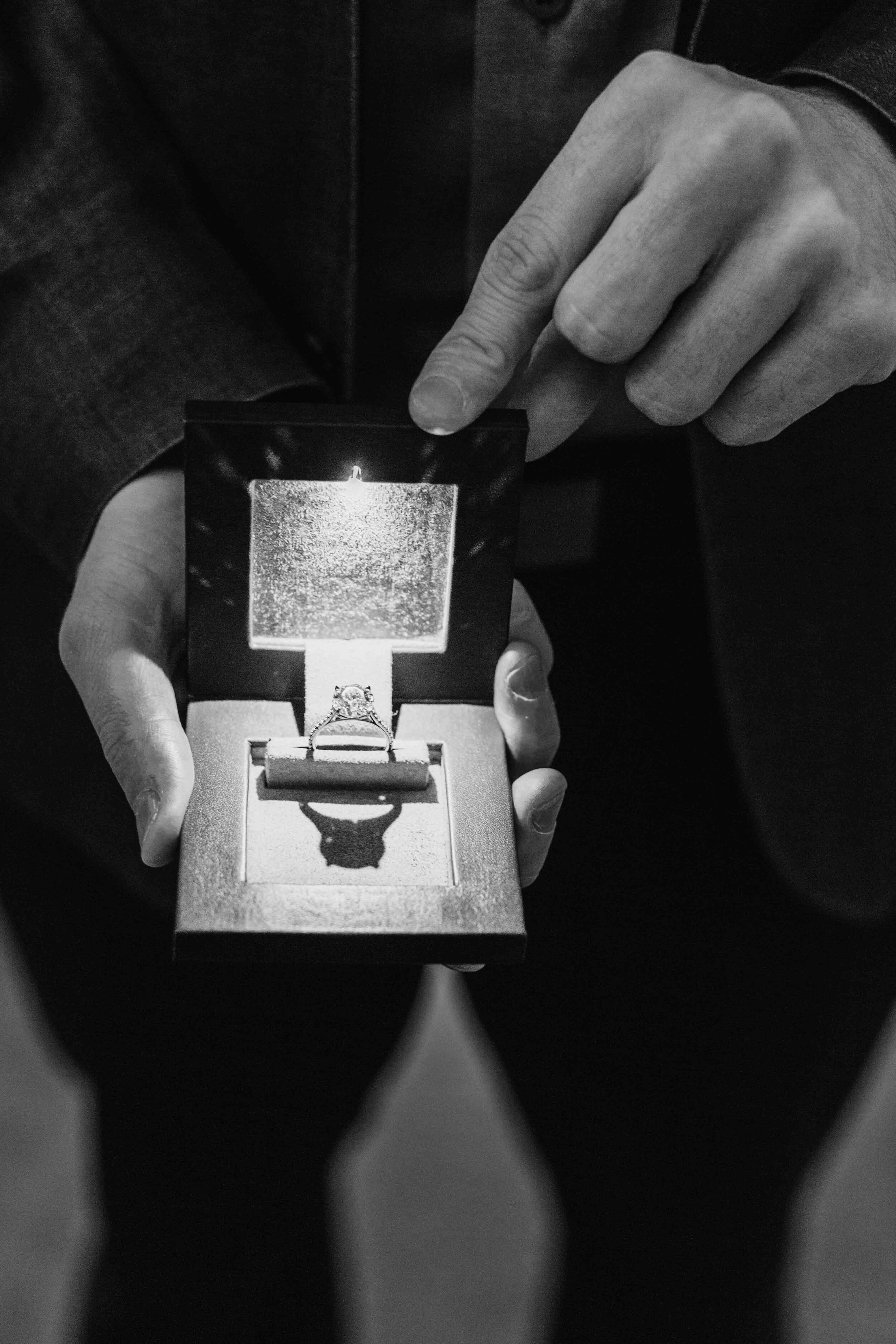 engagement ring in a the perfect lit box