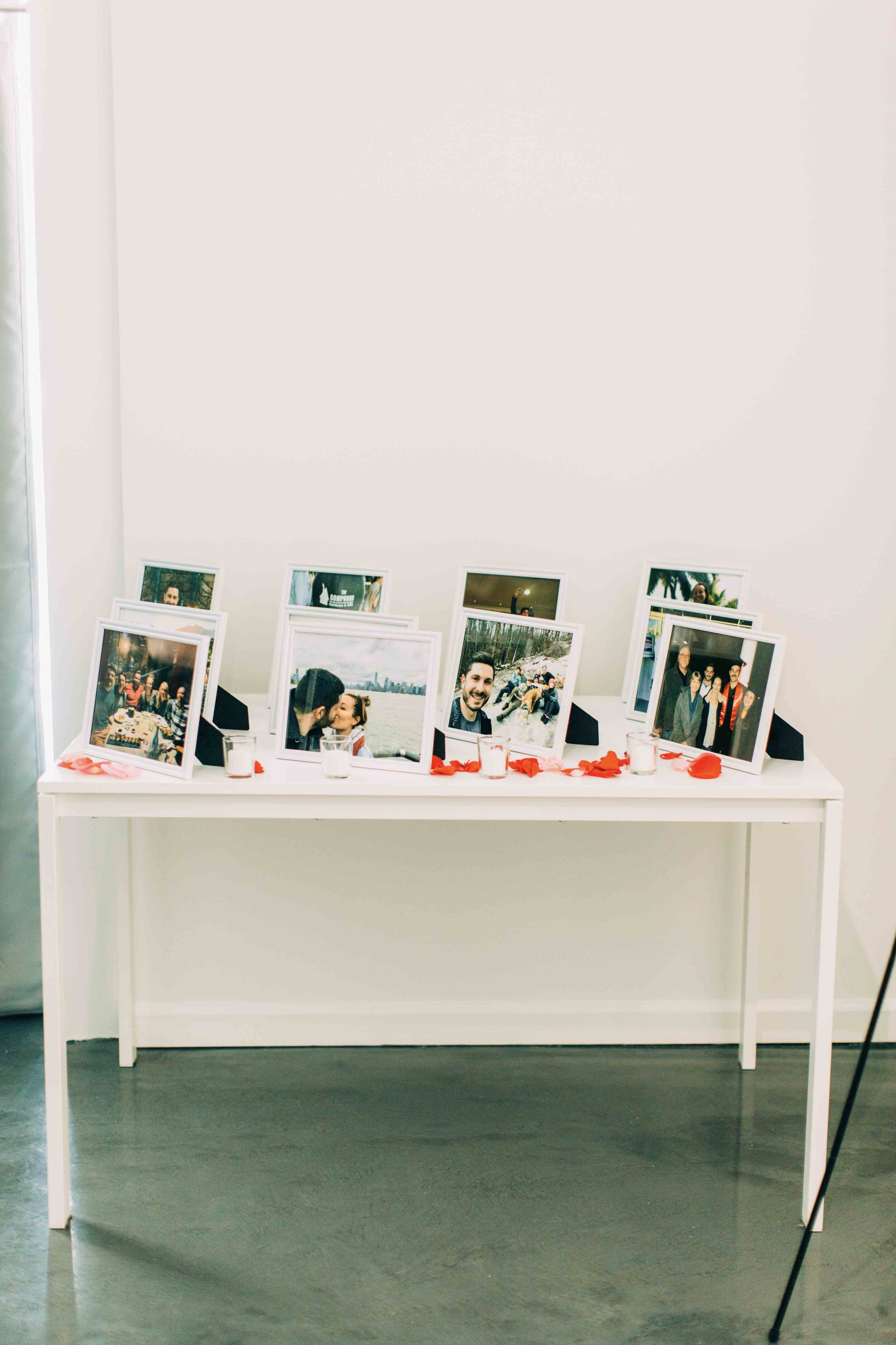 Photo memories printed and framed on table display
