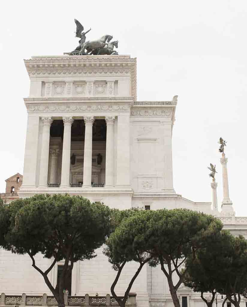 eclectic Roman building with historical monument