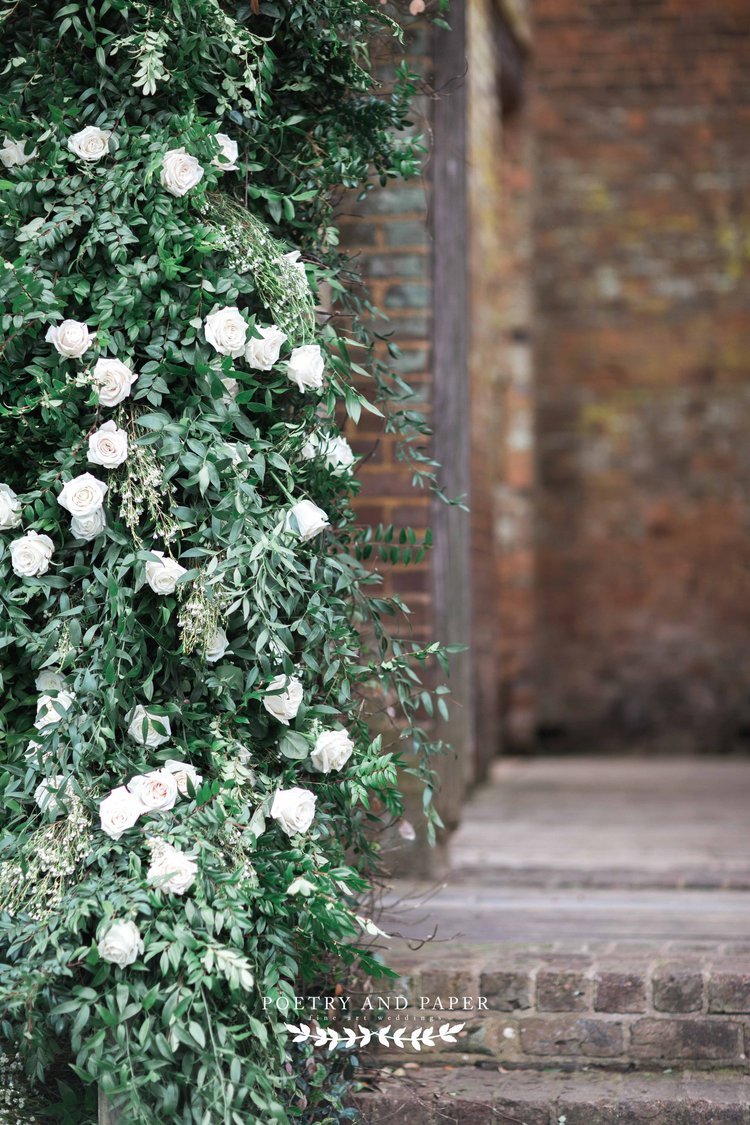 Barnsley Gardens Atlanta Wedding- Top-timeless- wedding photographer Dawn Johnson- Poetry and Paper- white roses in ruins.jpg