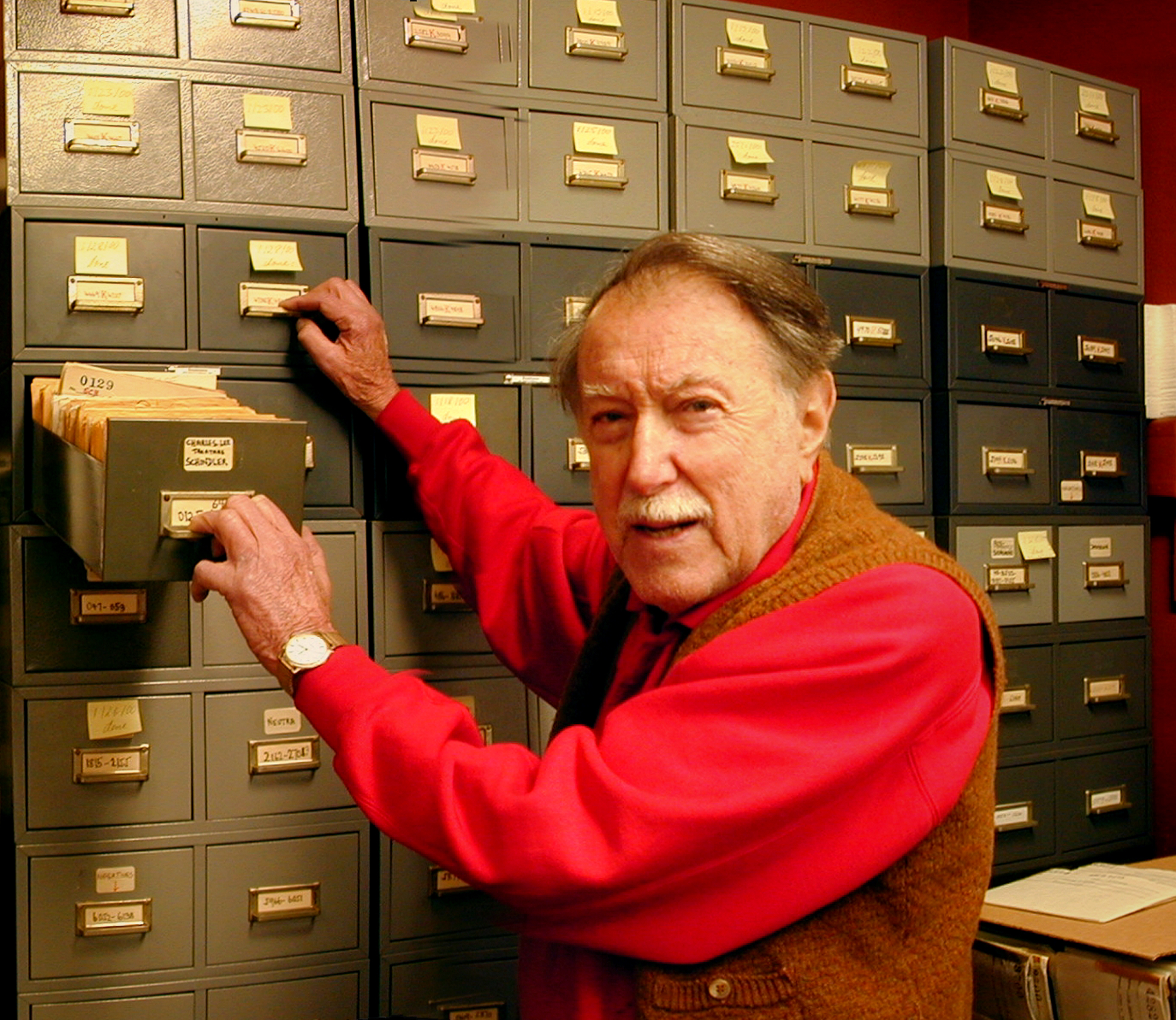 Julius Shulman in his archive.
