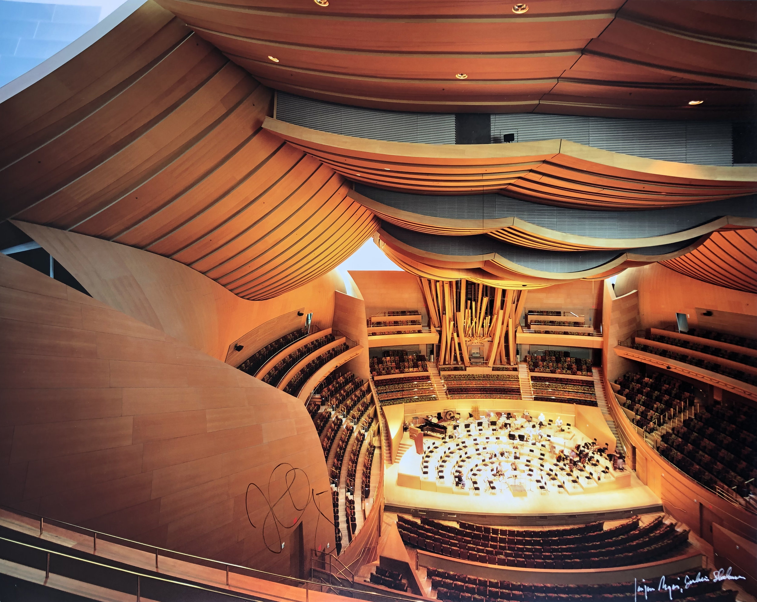 Walt Disney Concert Hall Interior View Limited Edition Photograph Signed By Julius Shulman And Juergen Nogai With Frank Gehry Signature Option