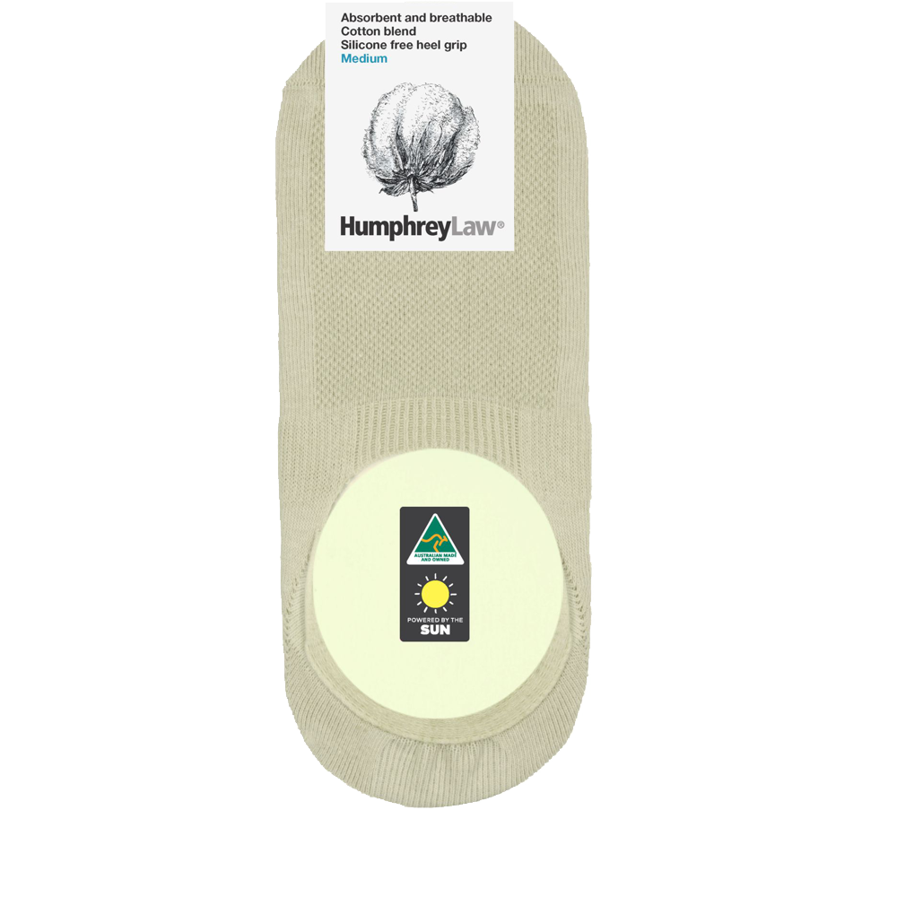 Cotton Blend Invisible Sock with  Silicone Free Heel Grip(Style 56IN)  Size S, M, L