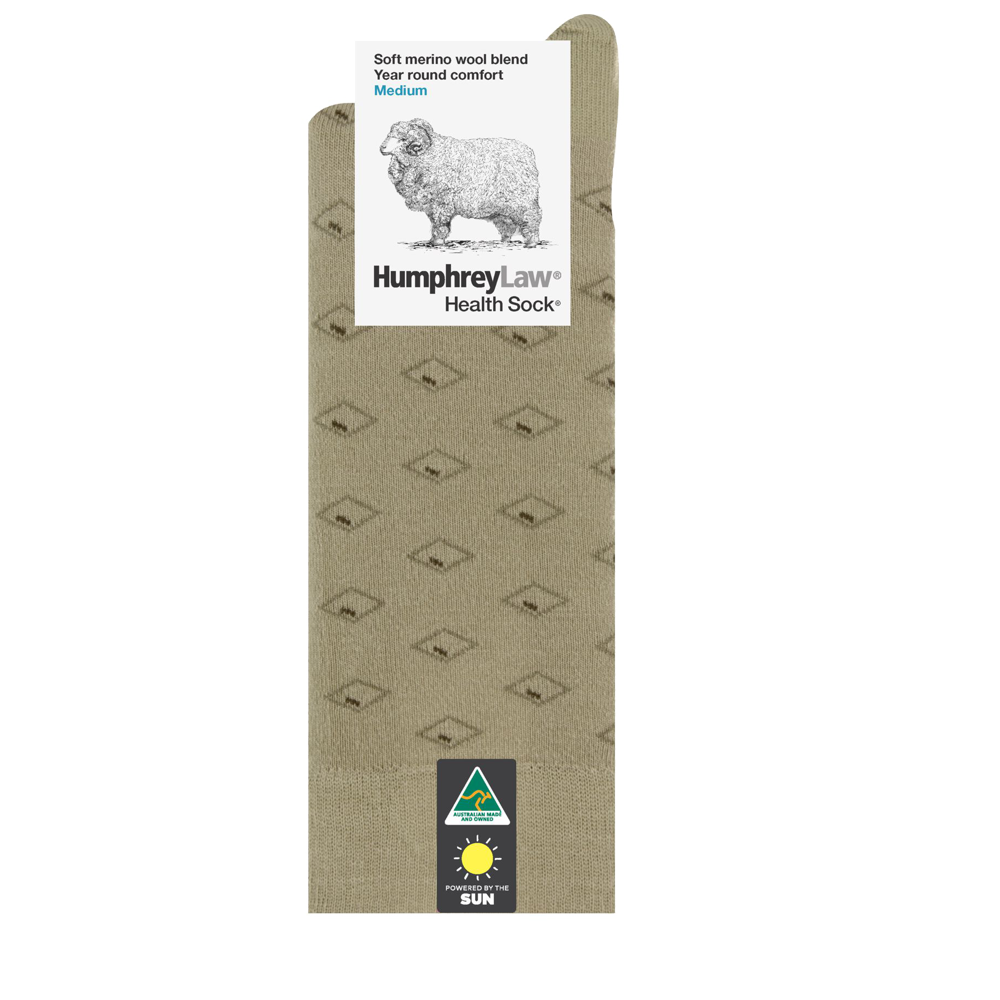 60% Fine Merino Wool Patterned Health Sock® Style 85C  Size M, L