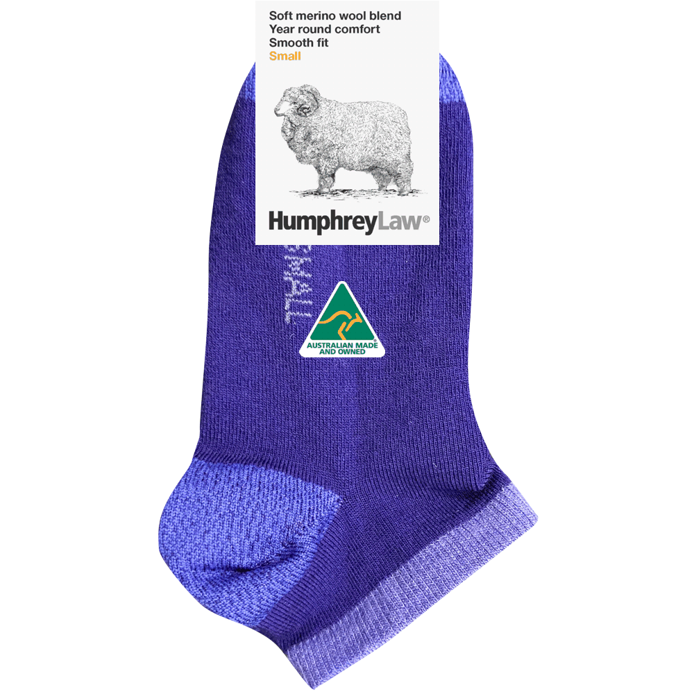 52% Fine Merino Wool Ankle Sock Style 86A  Size S, M, L