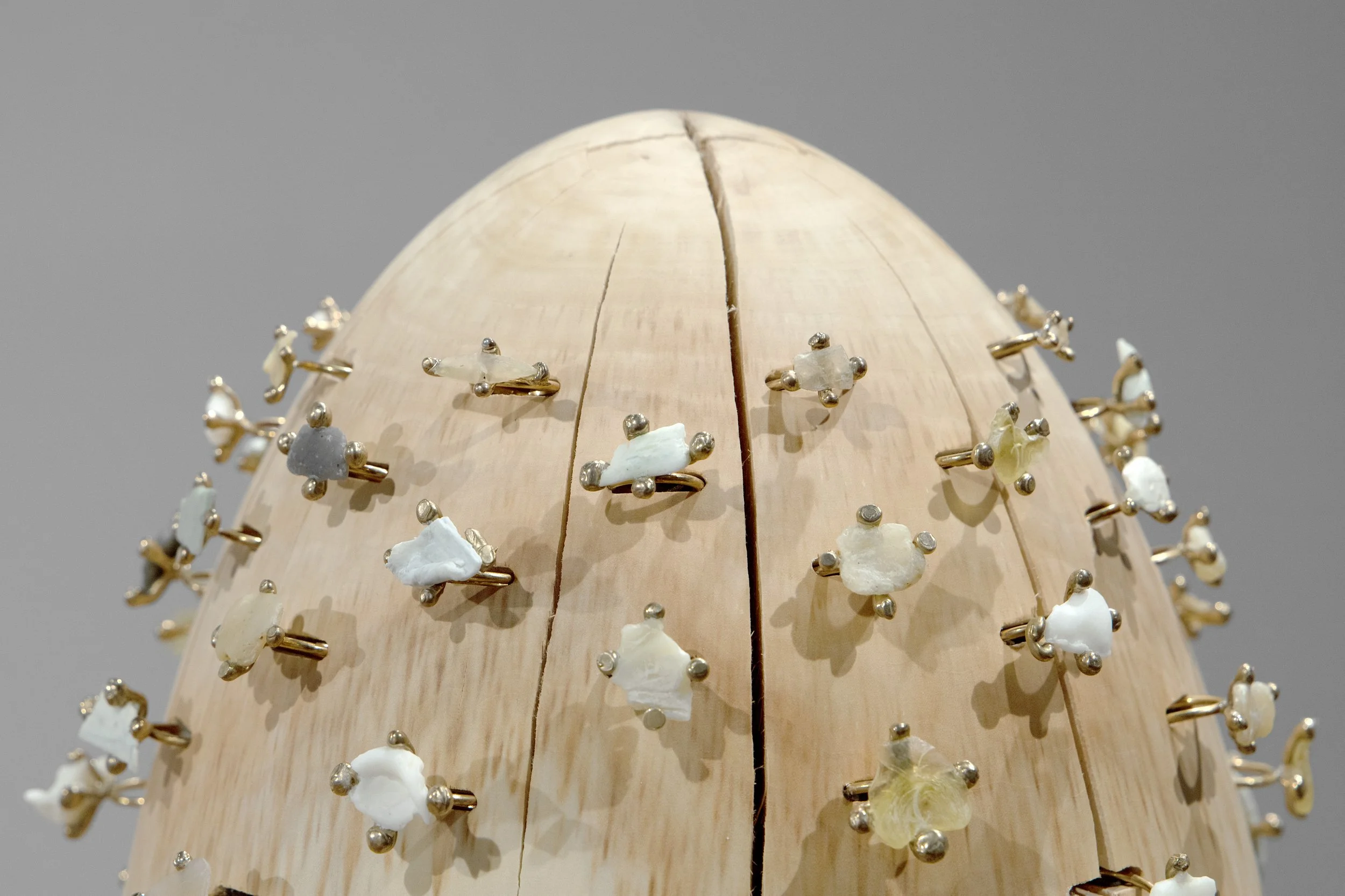 A Thousand Passes Over The Body 2024 Box Elder wood, hand soap, bronze, brass.