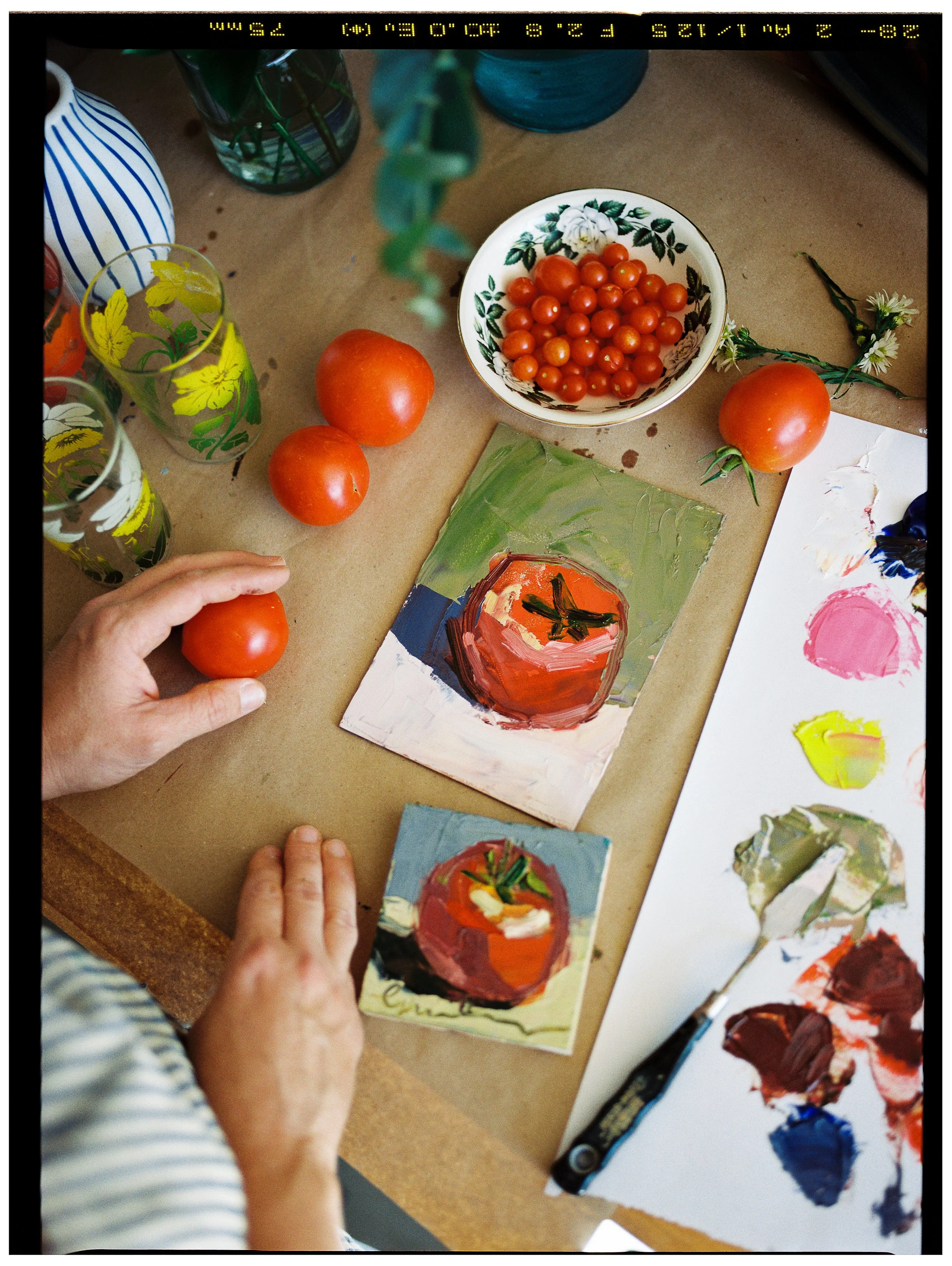 studio work in progress tomato still life
