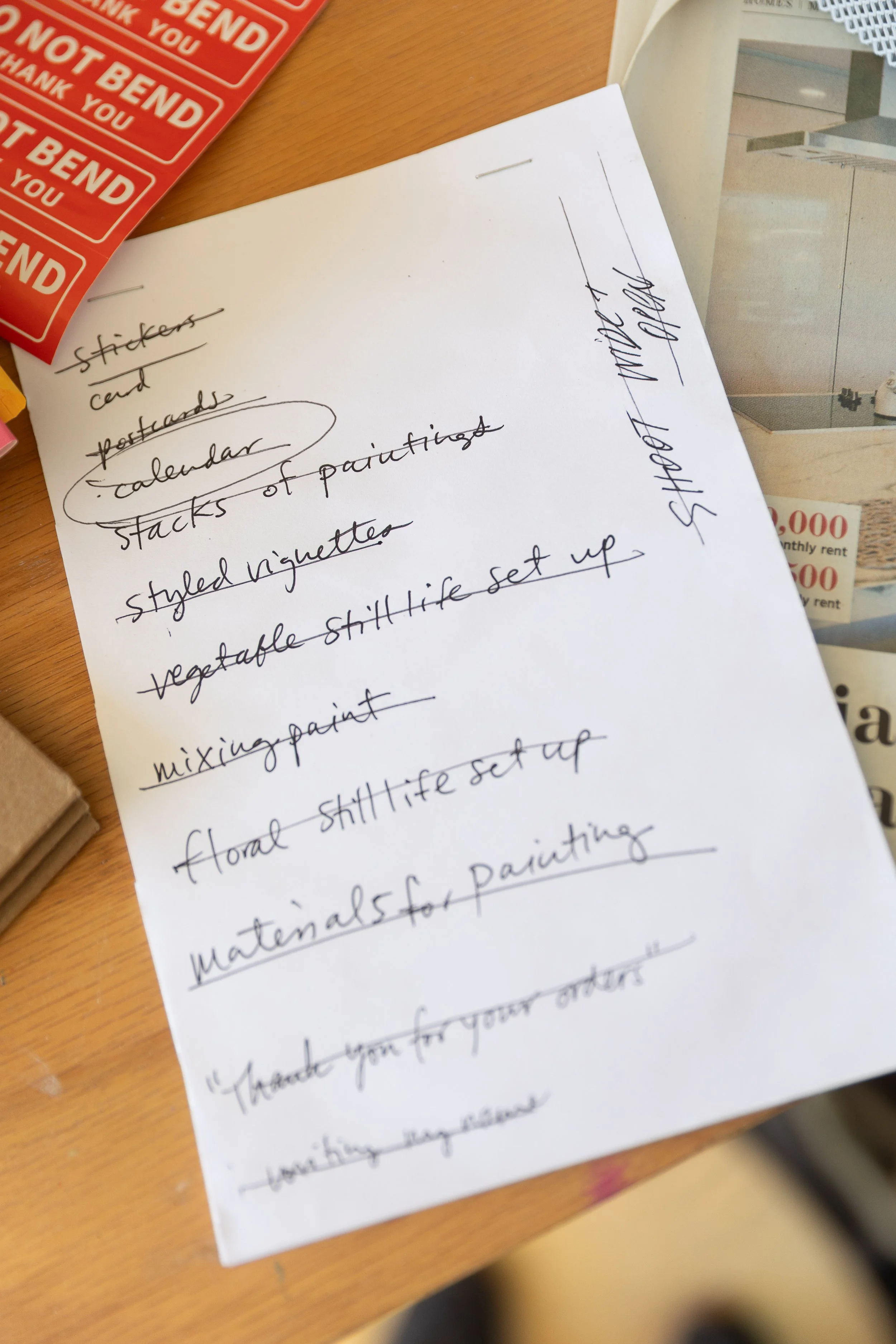 product shot list for artist entrepreneur