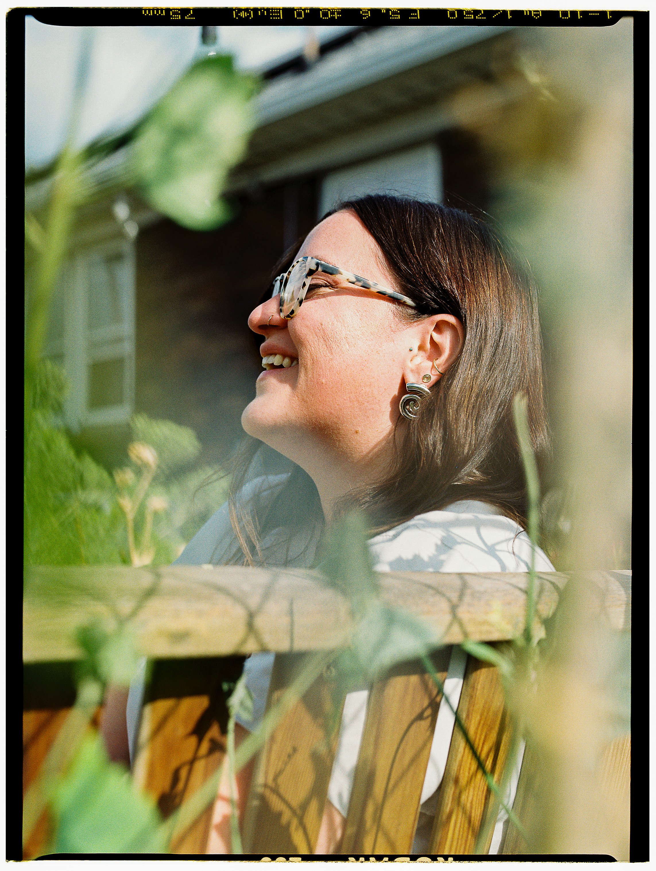 skin tones on film woman in garden