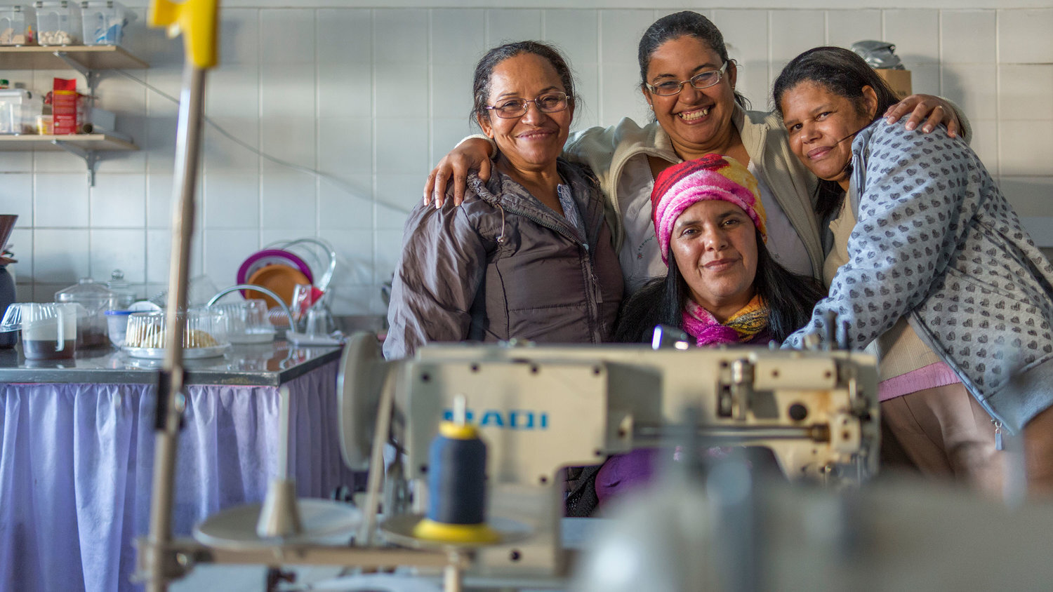 NESsT’s portfolio company, Retalhar, trains and contracts women from low-income communities to produce the upcycled corporate gifts and blankets, increasing their household income and livelihoods.