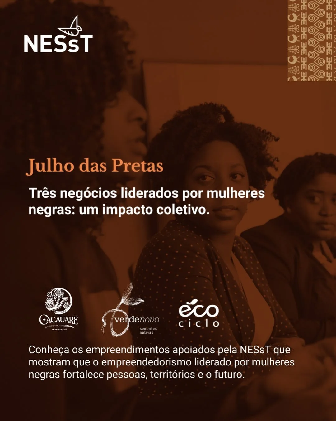 Julho das Pretas &eacute; um momento para reconhecer a pot&ecirc;ncia das mulheres negras e dar visibilidade &agrave;s lideran&ccedil;as que transformam realidades em seus territ&oacute;rios.

Esse &eacute; um compromisso que a NESsT fortalece ao lon
