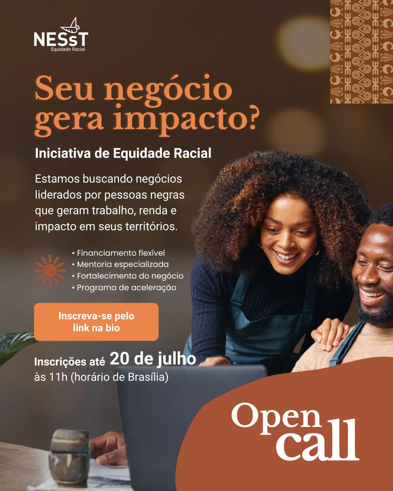 📢✊🏾Open Call | Iniciativa de Equidade Racial da NESsT

Seu neg&oacute;cio gera impacto na comunidade e quer fortalecer sua atua&ccedil;&atilde;o?

A Iniciativa de Equidade Racial da NESsT est&aacute; com inscri&ccedil;&otilde;es abertas para empree