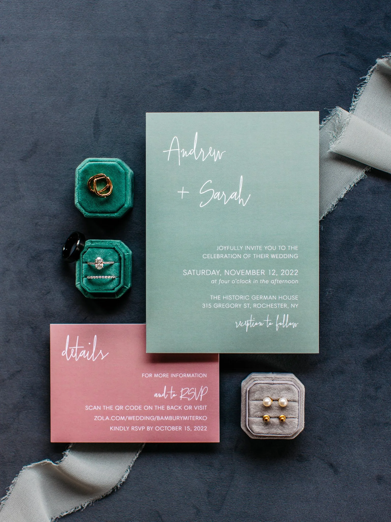 Modern Wedding Invitation Flat Lay with Velvet Ring Boxes.jpg