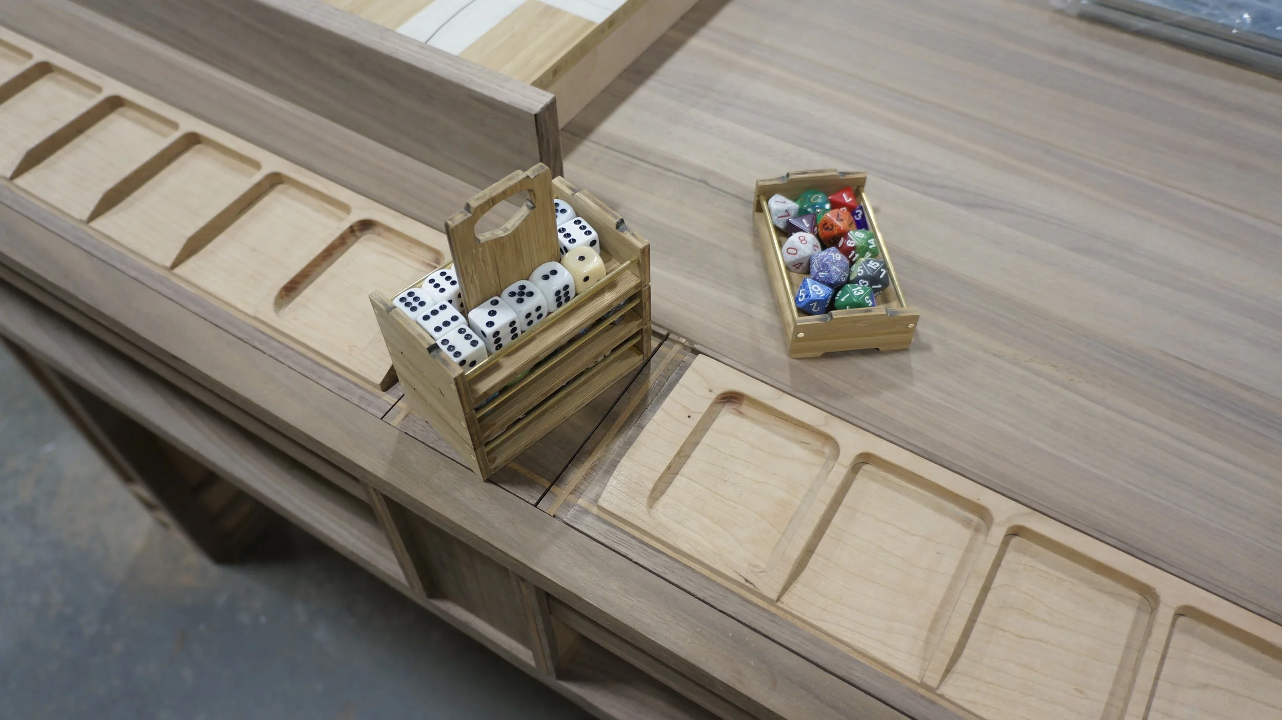  Four dice trays stack in the caddy. 