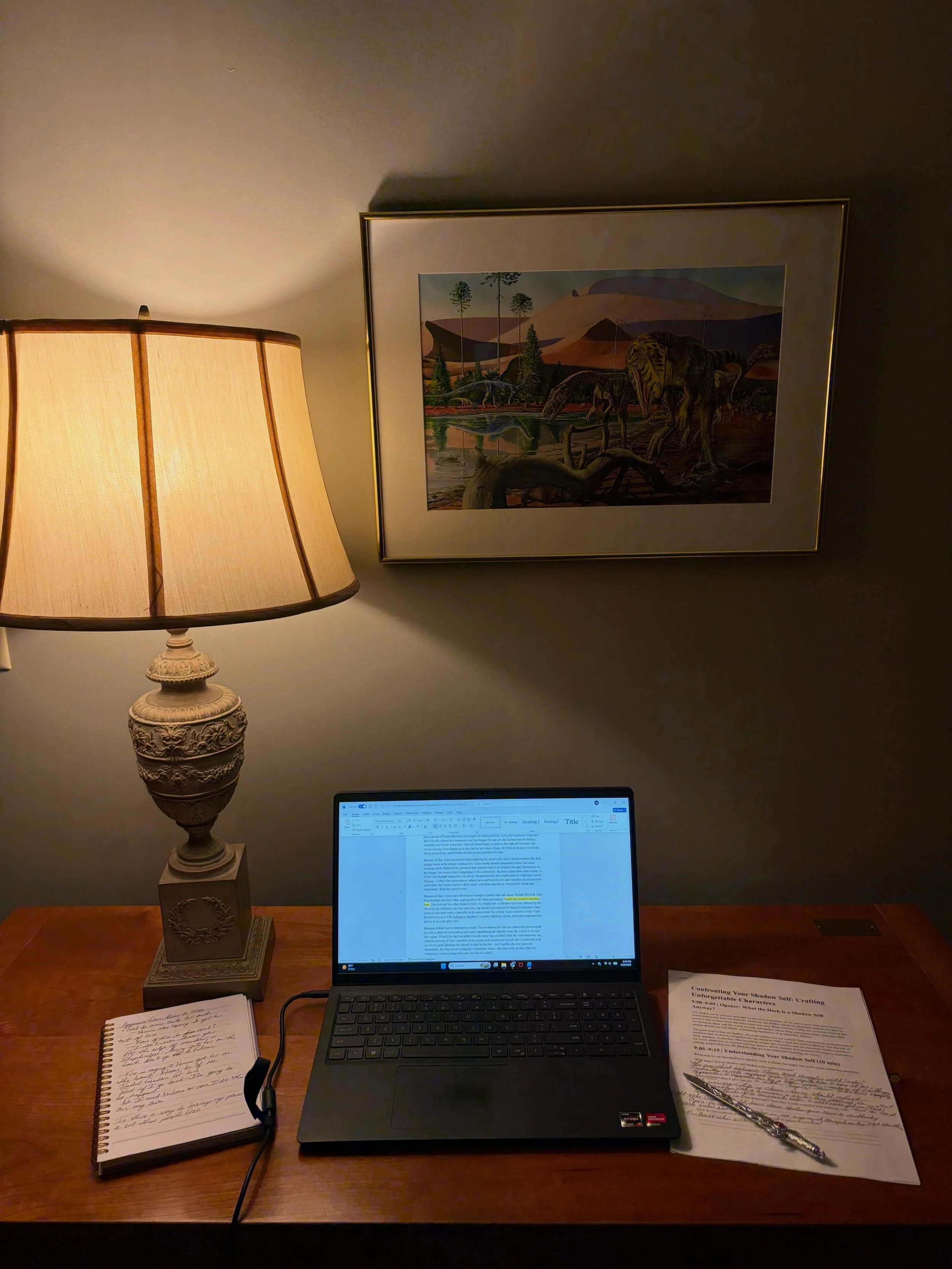 My office today. 

Dove into a lot of character archetype/shadow self work for my new WIP. 

It&rsquo;s so great being at the Highlights Retreat Center surrounded by books and art that reminds me of the excitement of getting that magazine in the mail